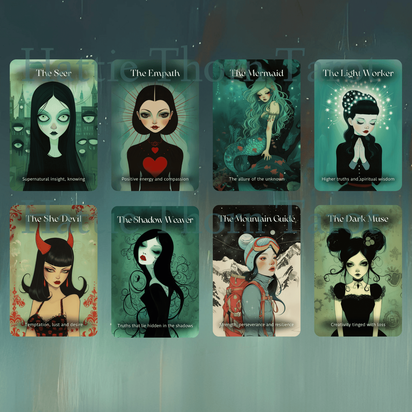 Mystic Maidens Tarot & Oracle Bundle ✨ A dreamy 2 - deck celebration of intuition, sisterhood, and soft magic - Hattie Thorn Tarot