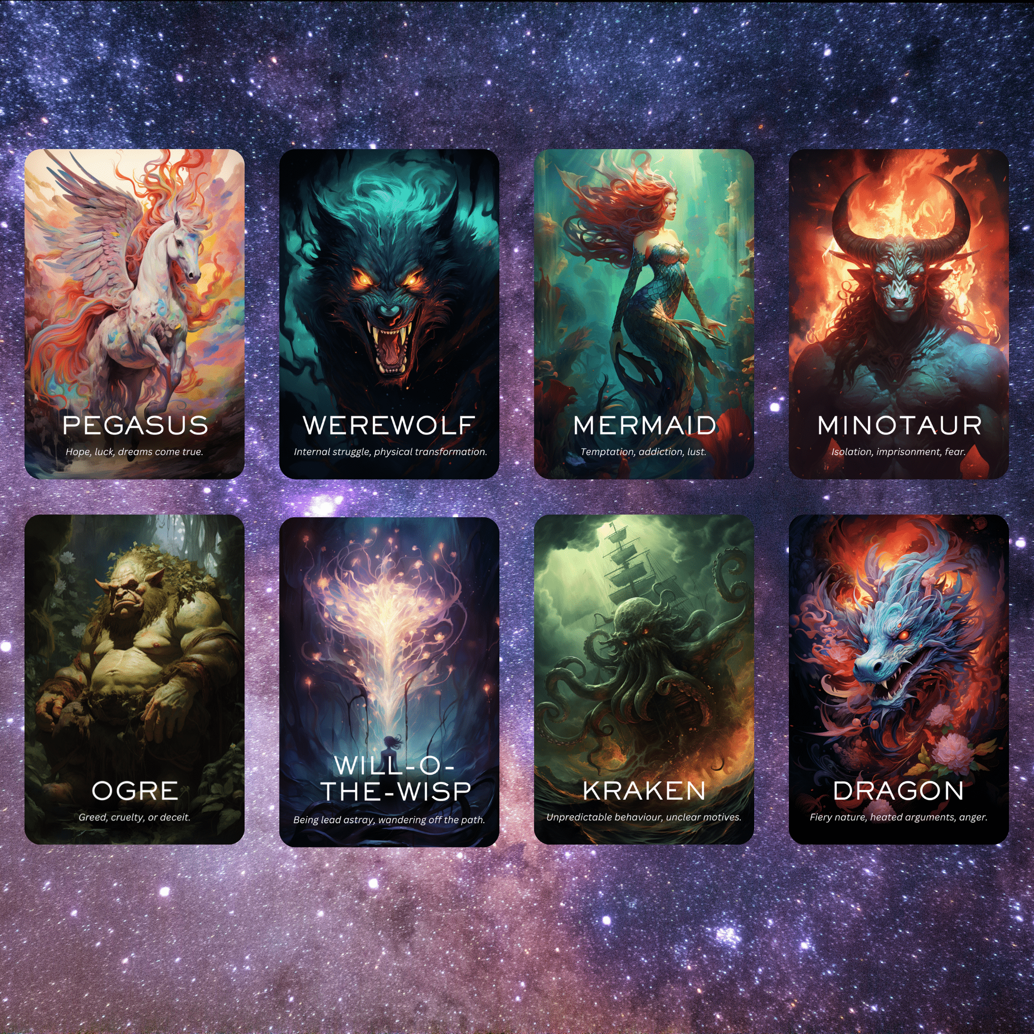 Myths & Monsters Oracle 🐉 Ancient legends. Hidden truths. One deck to summon them all. - Hattie Thorn Tarot