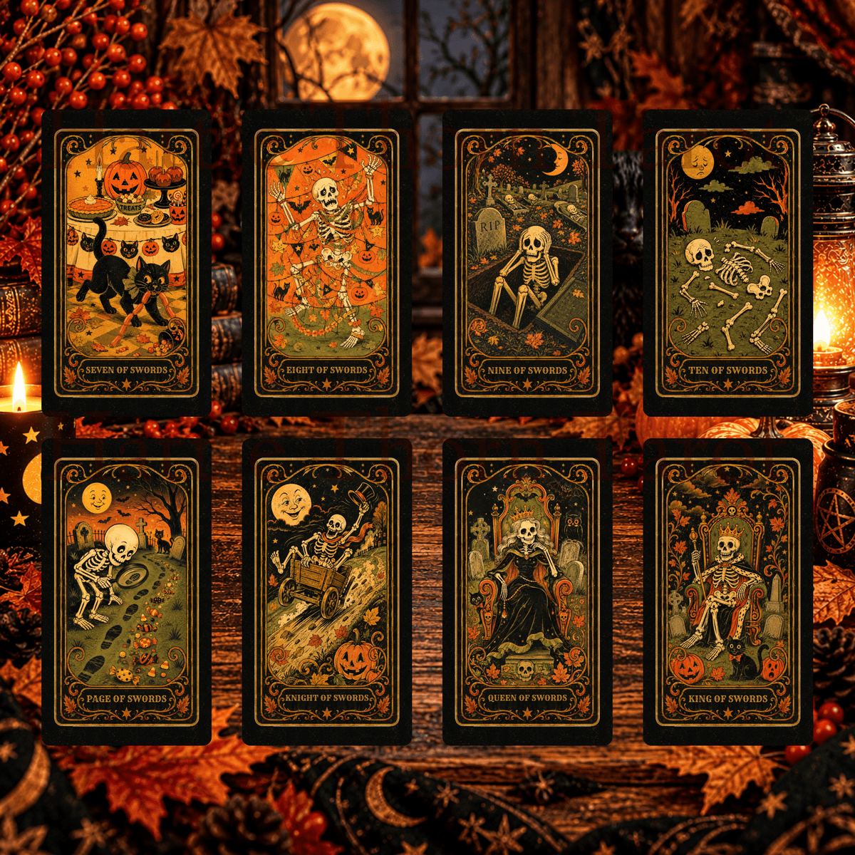 Pumpkin Moon Tarot 🎃 A 78-card Halloween haunt of grinning pumpkins, midnight witches, and moonlit magic - Hattie Thorn Tarot