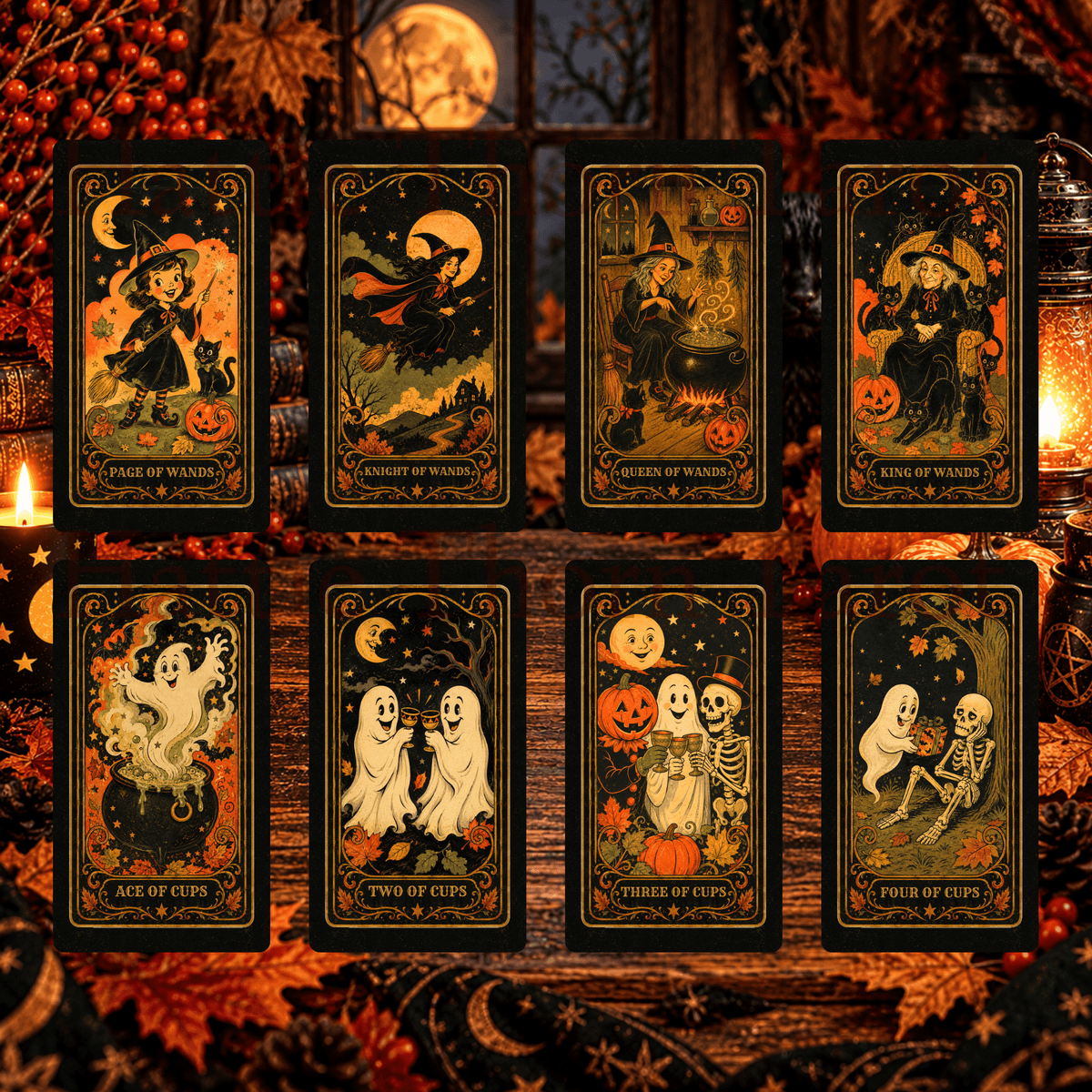 Pumpkin Moon Tarot 🎃 A 78-card Halloween haunt of grinning pumpkins, midnight witches, and moonlit magic - Hattie Thorn Tarot