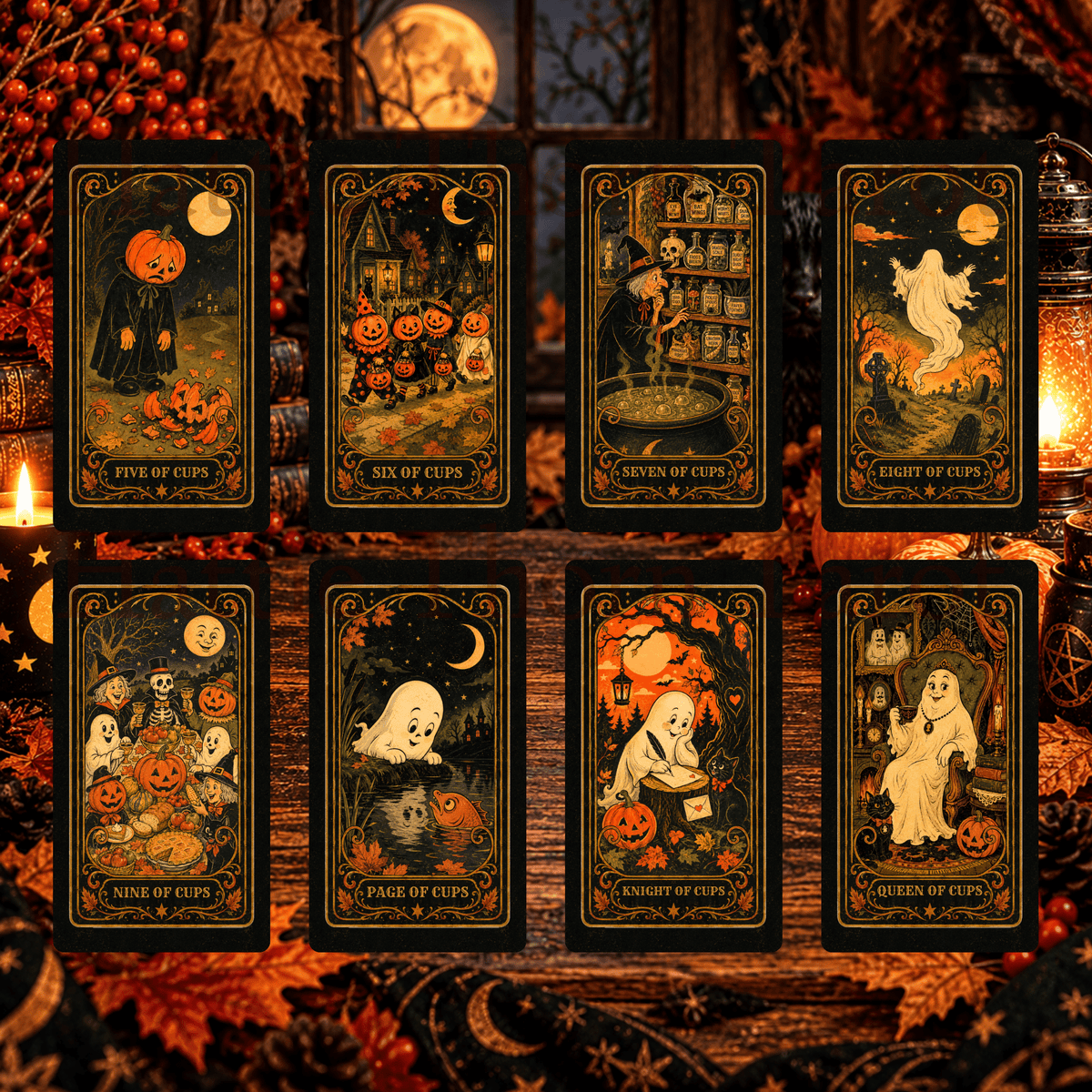 Pumpkin Moon Tarot 🎃 A 78-card Halloween haunt of grinning pumpkins, midnight witches, and moonlit magic - Hattie Thorn Tarot