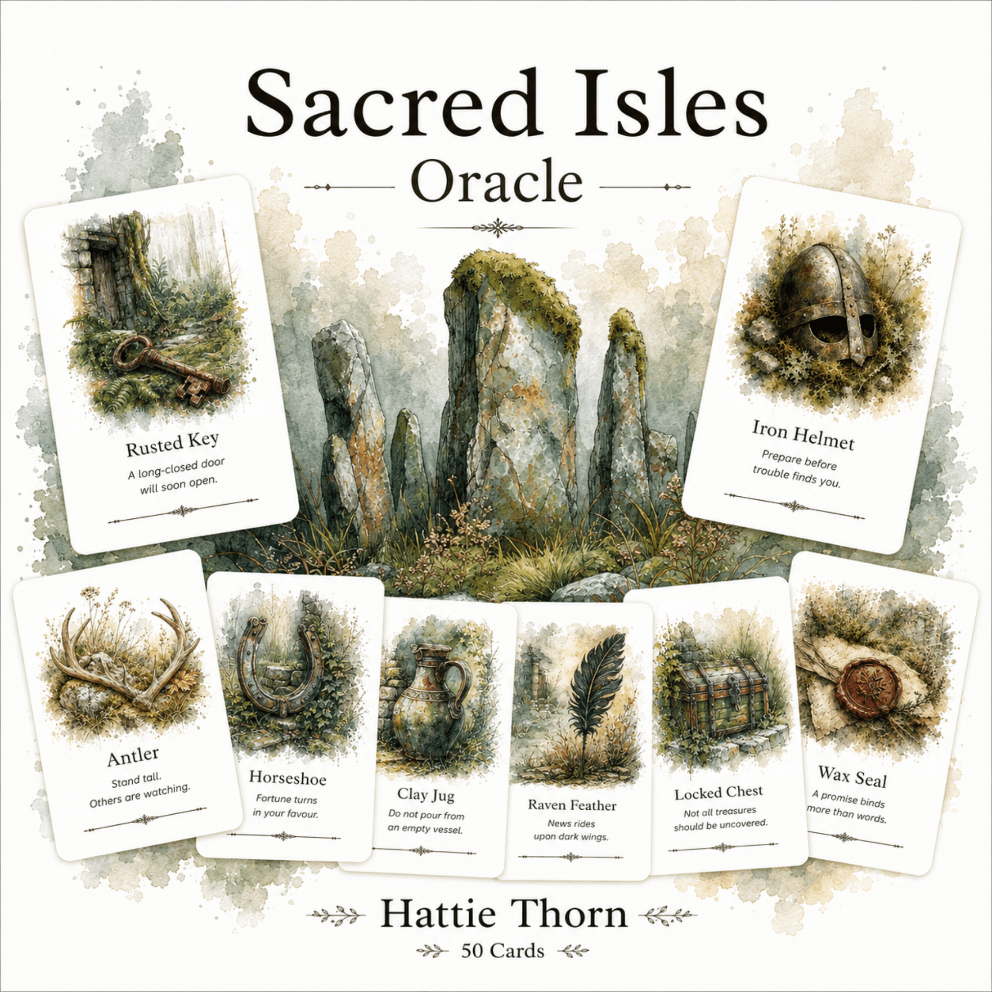 Sacred Isles Oracle 🐦⬛ 50 relics, omens, and forgotten treasures carrying messages from the old landscapes of Britain. - Hattie Thorn Tarot