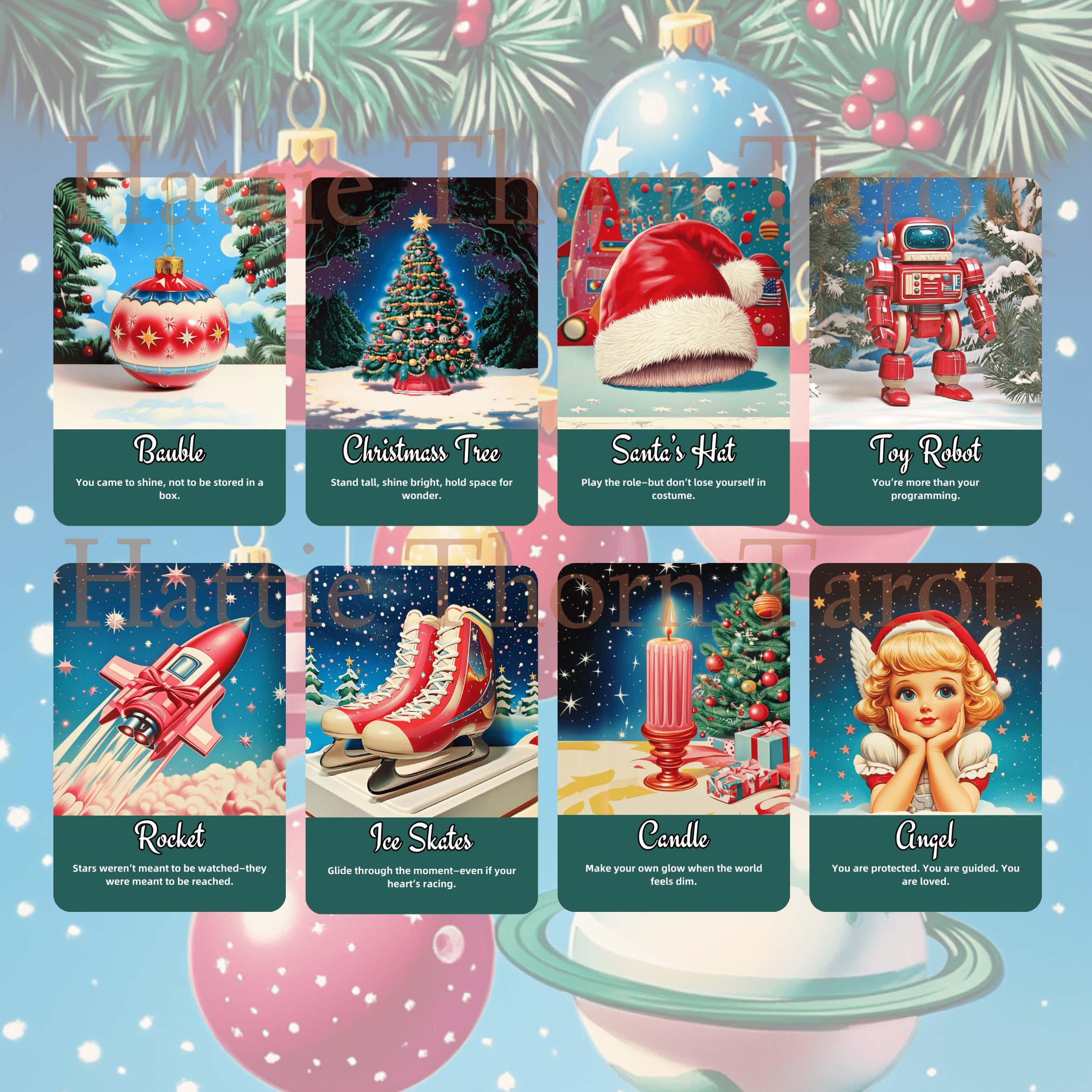 🎅 Sarsaparilla Christmas Bundle 🎅 — Twin Decks of Atomic Age Holiday Pop Magic - Hattie Thorn Tarot