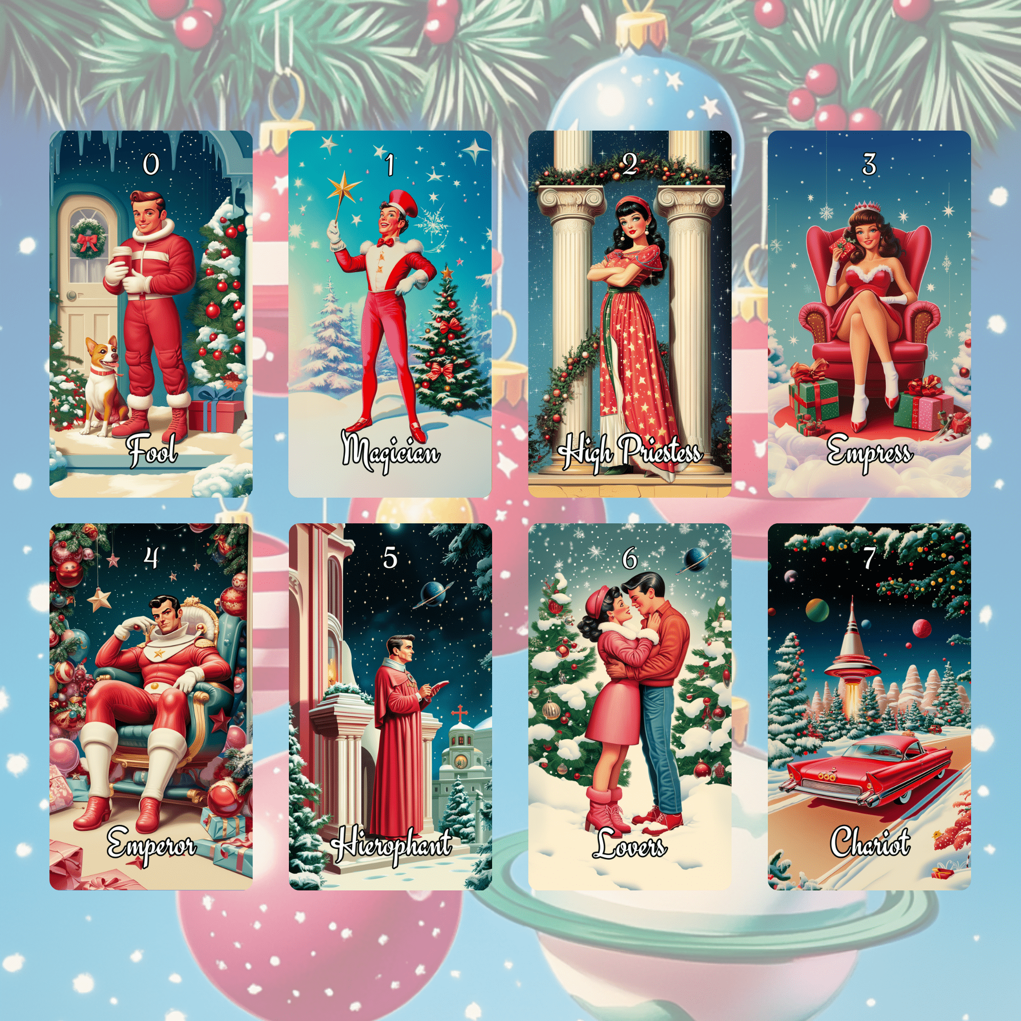 🎅 Sarsaparilla Christmas Tarot 🎅 — A Retro Holiday Dream of Peppermint and Stardust - Hattie Thorn Tarot
