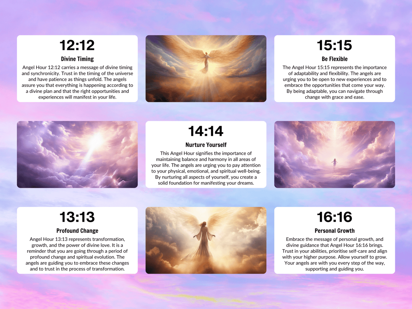 The Angel Hour Cards ⏰ Synchronicity speaks. When the clock aligns, your angels are calling. - Hattie Thorn Tarot