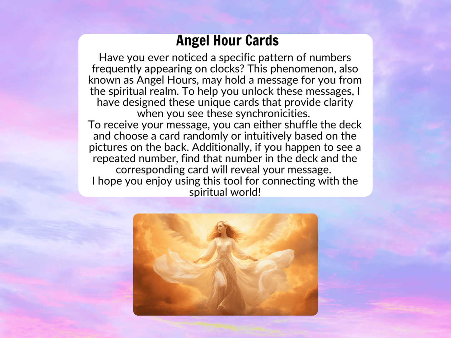 The Angel Hour Cards ⏰ Synchronicity speaks. When the clock aligns, your angels are calling. - Hattie Thorn Tarot