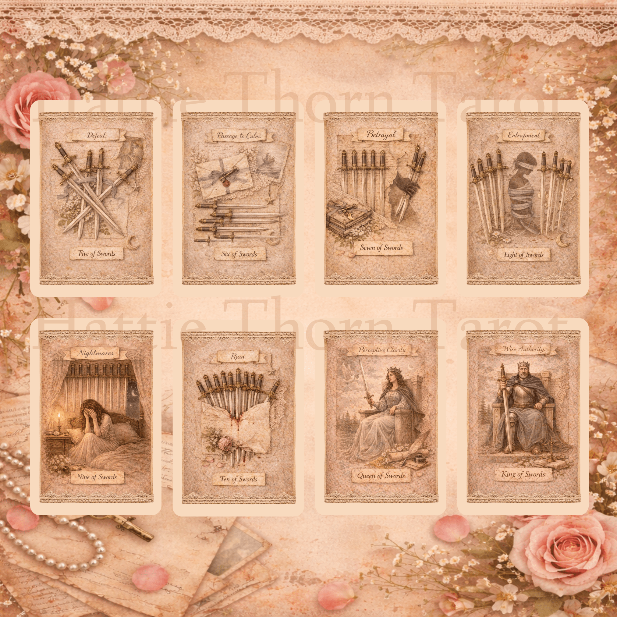 The Keepsake Tarot 🕯️ A vintage scrapbook tarot deck where memories, whispers, and hidden truths unfold through lace and parchment - Hattie Thorn Tarot