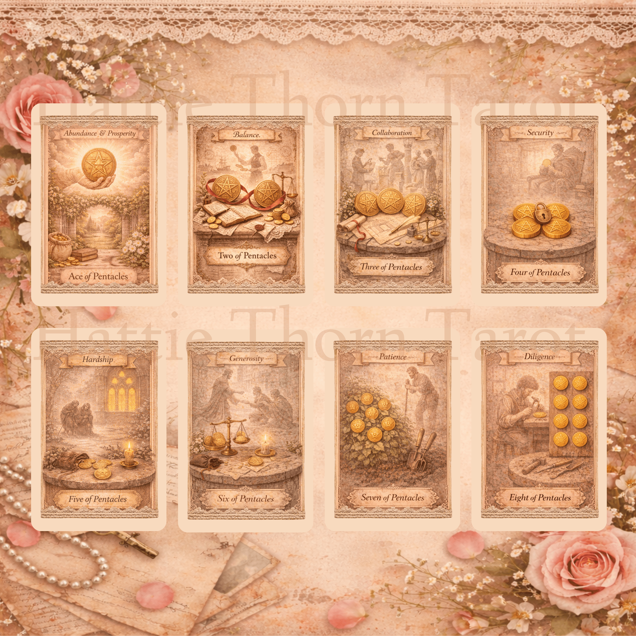 The Keepsake Tarot 🕯️ A vintage scrapbook tarot deck where memories, whispers, and hidden truths unfold through lace and parchment - Hattie Thorn Tarot