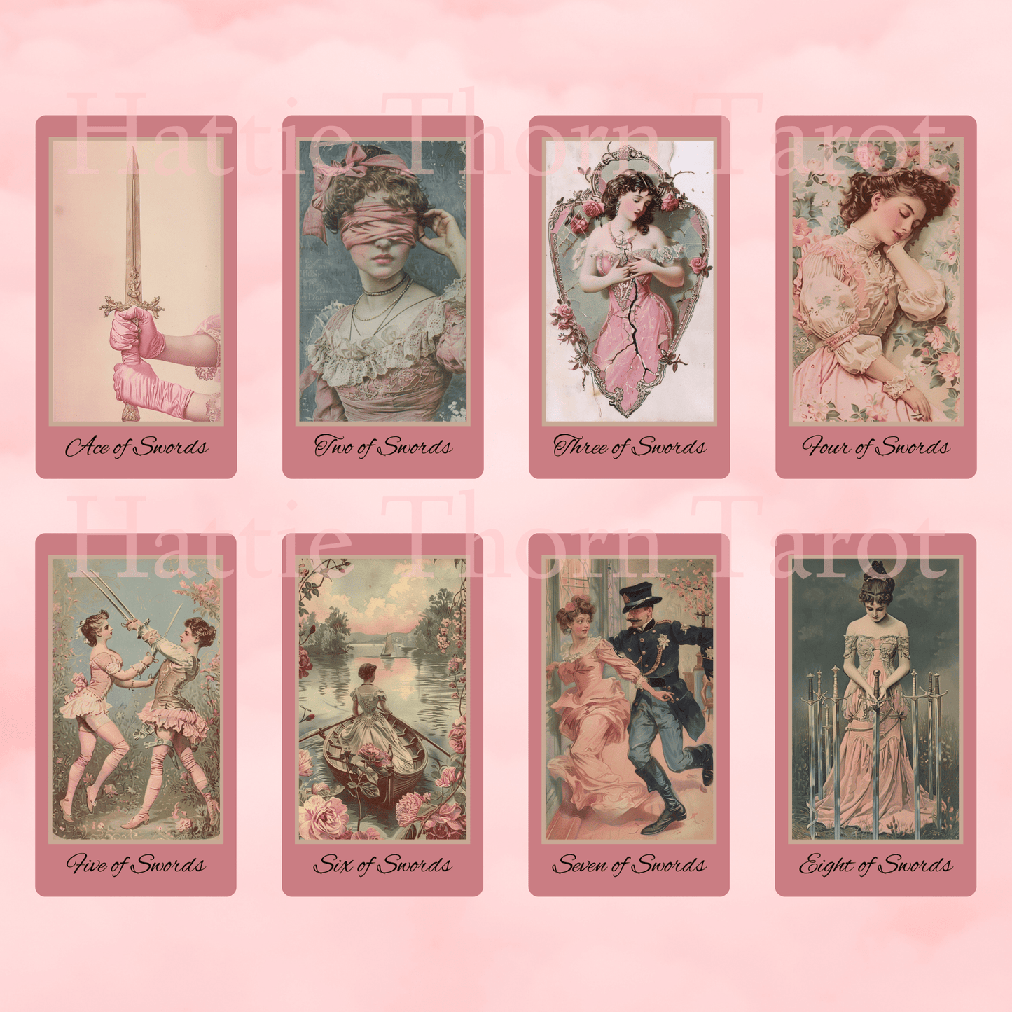 Victorian Muse Tarot š A pastel - pink tarot deck of antique elegance and burlesque whimsy - Hattie Thorn Tarot