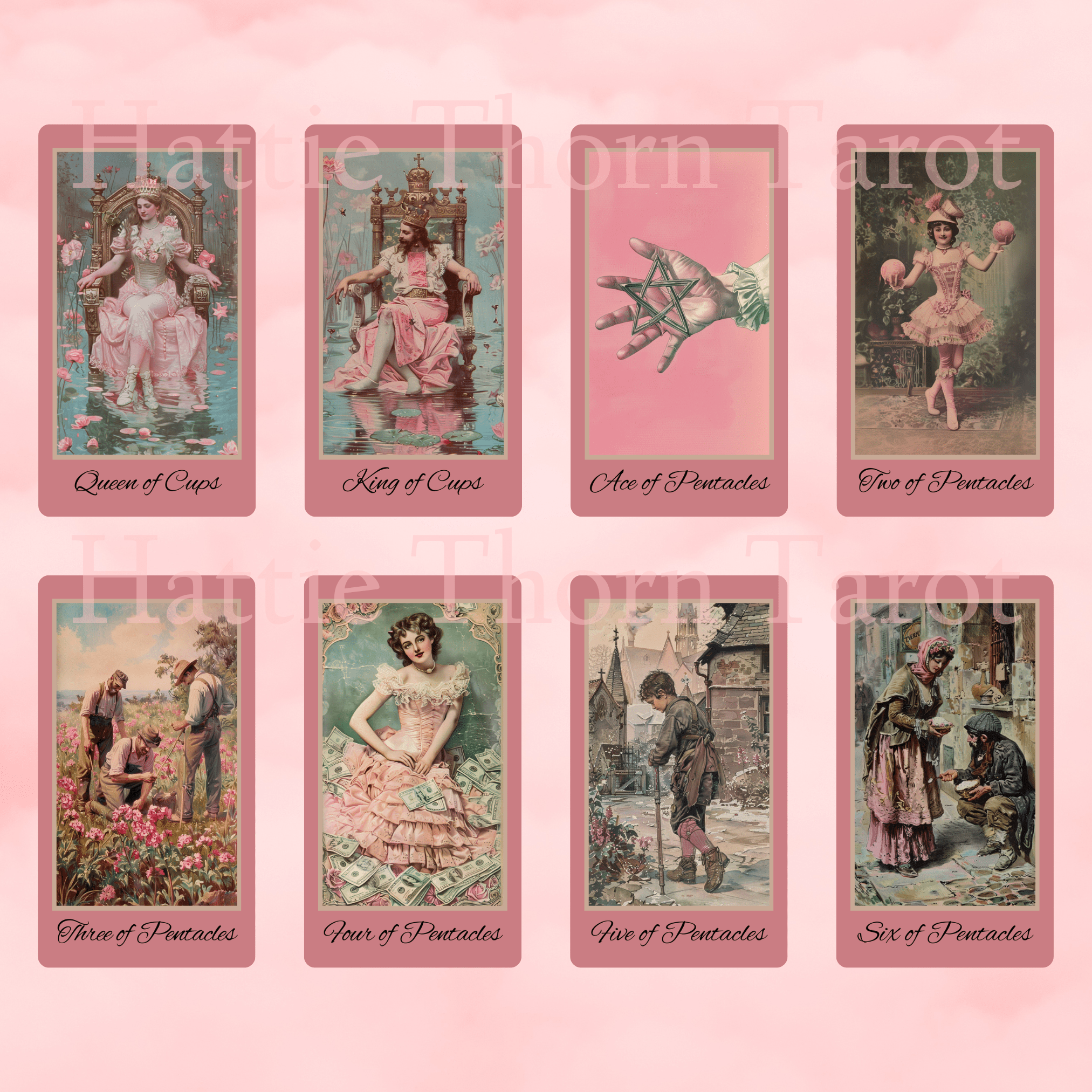 Victorian Muse Tarot 🎀 A pastel - pink tarot deck of antique elegance and burlesque whimsy - Hattie Thorn Tarot
