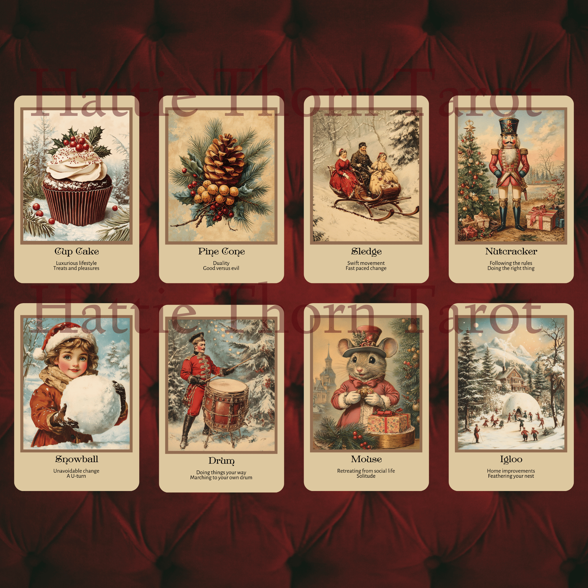 Vintage Christmas Tarot & Oracle Bundle 🎁 A nostalgic 2 - deck set inspired by Victorian yuletide charm and holiday wonder - Hattie Thorn Tarot
