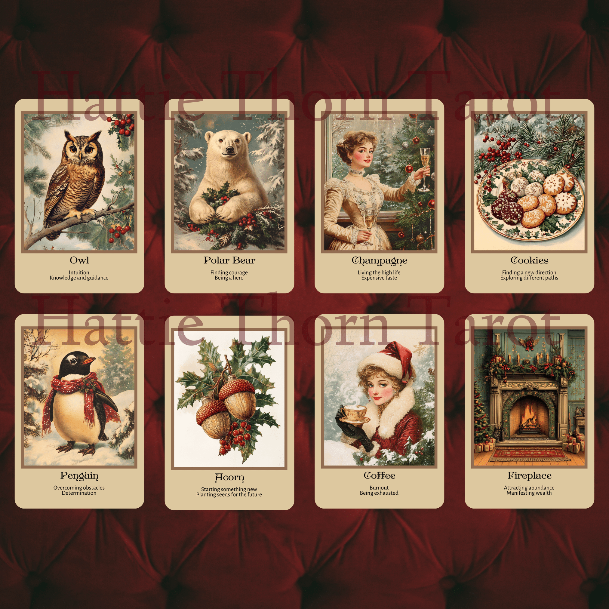 Vintage Christmas Tarot & Oracle Bundle 🎁 A nostalgic 2 - deck set inspired by Victorian yuletide charm and holiday wonder - Hattie Thorn Tarot