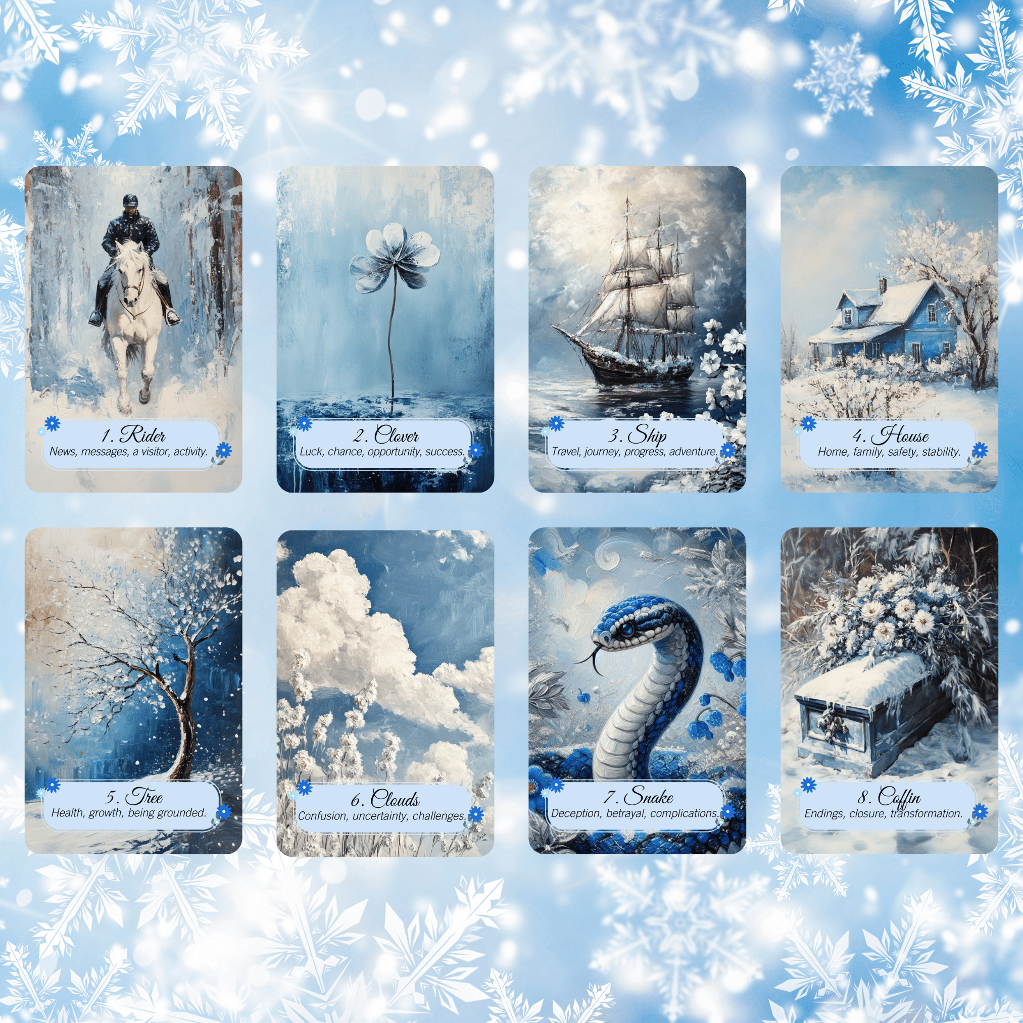Winter Pastures Tarot & Lenormand Bundle ❄️ A serene 2 - deck bundle capturing the quiet beauty and inner wisdom of winter - Hattie Thorn Tarot