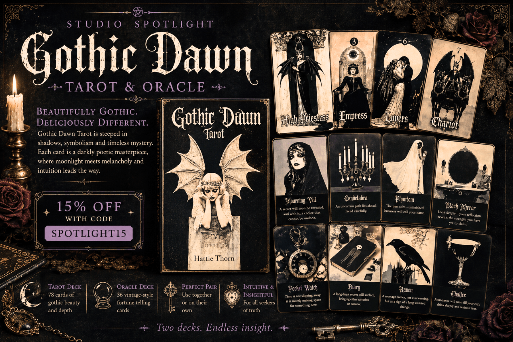 Studio Spotlight: Gothic Dawn Tarot & Oracle - Hattie Thorn Tarot