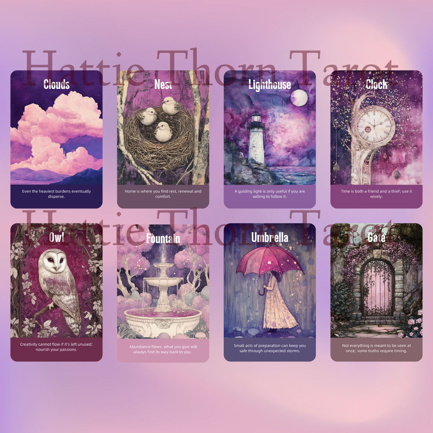 Enchanted Veil Oracle by Hattie Thorn. Original Design 50 Card Deck including Enchanted Veil Oracle Tuck Box