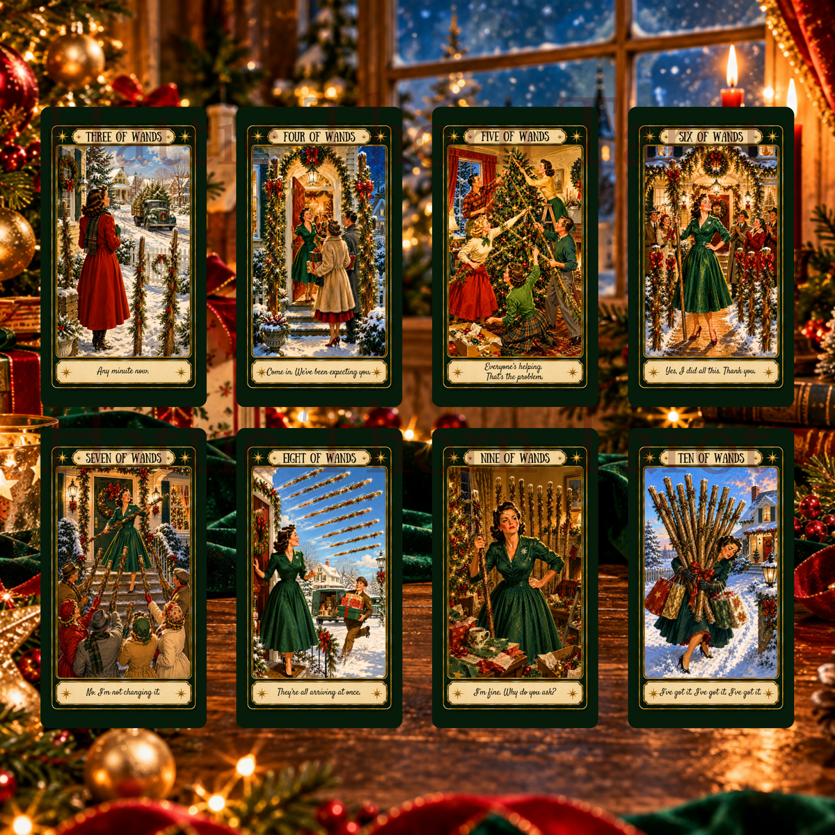 Merry & Bright... Mostly! Tarot 🎄 A 78-card vintage Christmas deck of festive wit, insight, and wonderfully honest guidance