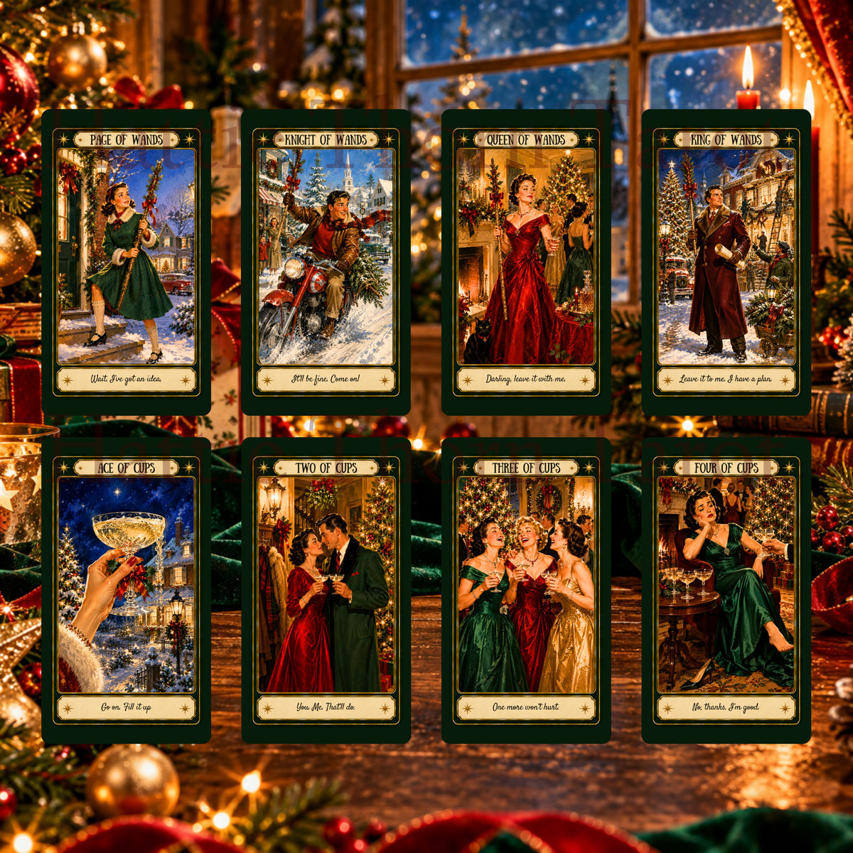 Merry & Bright... Mostly! Tarot 🎄 A 78-card vintage Christmas deck of festive wit, insight, and wonderfully honest guidance