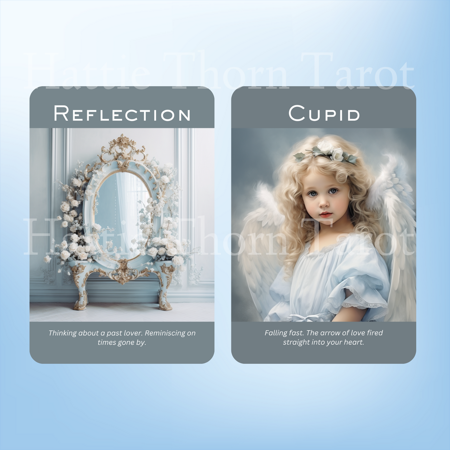 True Blue Romance and Love Oracle by Hattie Thorn 50 Card Deck Including Printed Tuck Box