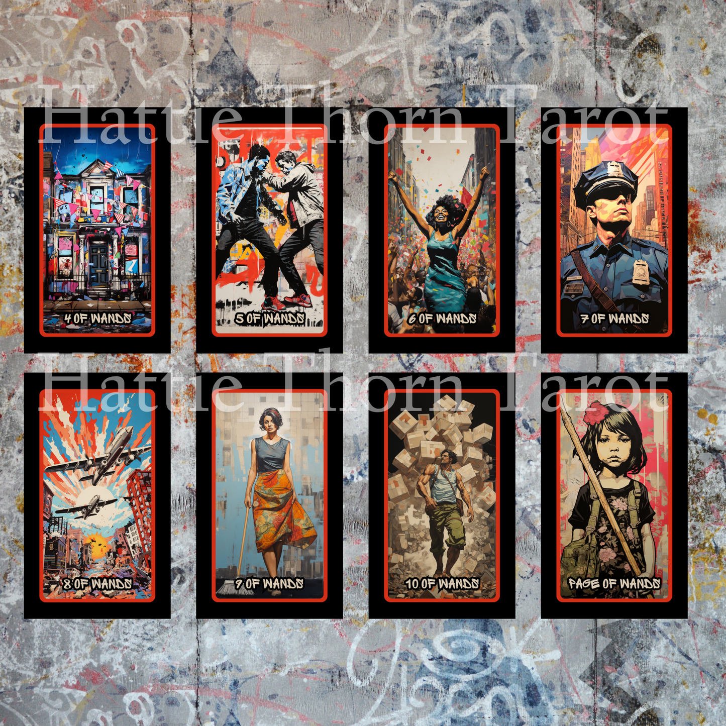 Urban Graffiti Tarot by Hattie Thorn. Original Design 78 Card Deck Based on Rider Waite including Urban Graffiti Tuck Box