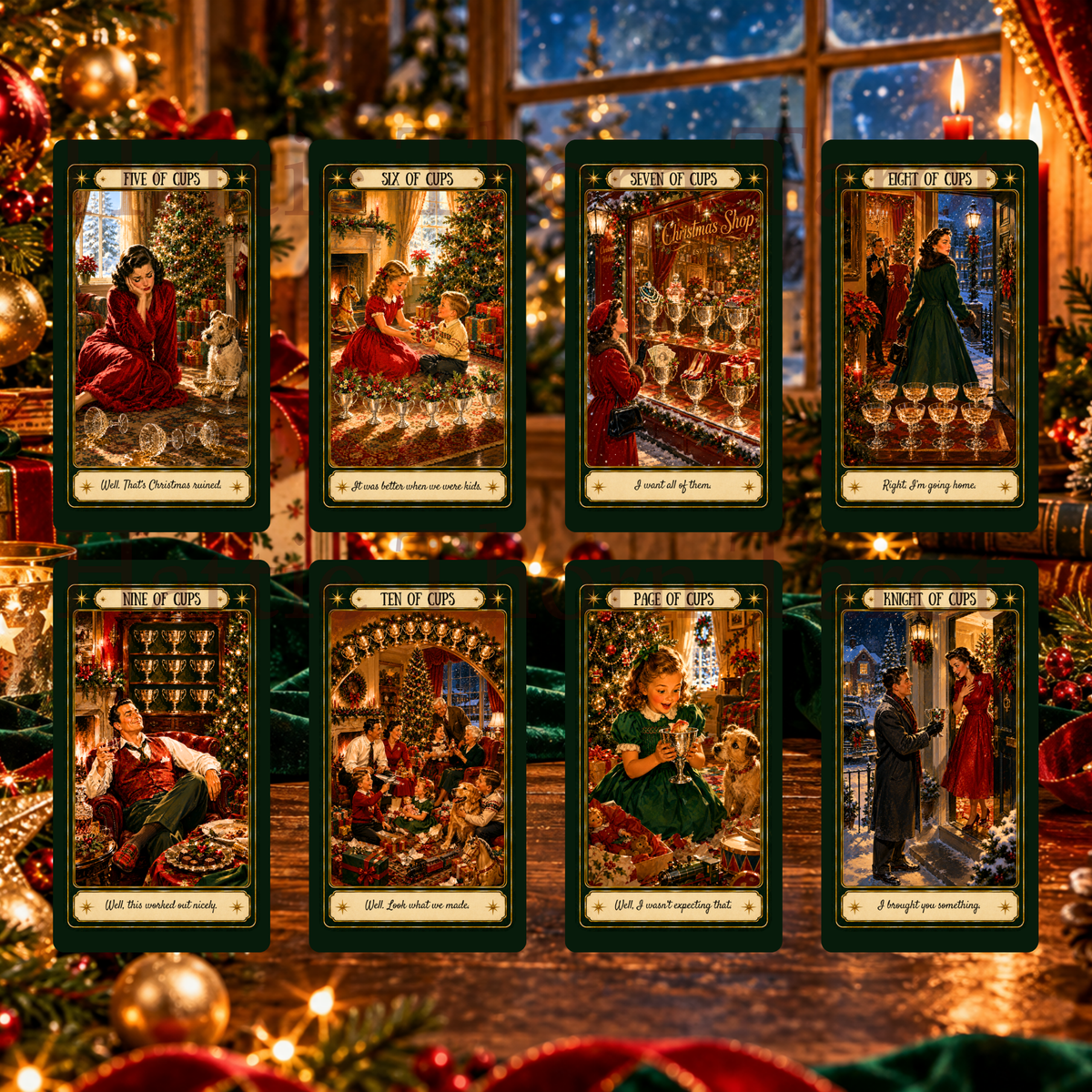 Merry & Bright... Mostly! Tarot 🎄 A 78-card vintage Christmas deck of festive wit, insight, and wonderfully honest guidance