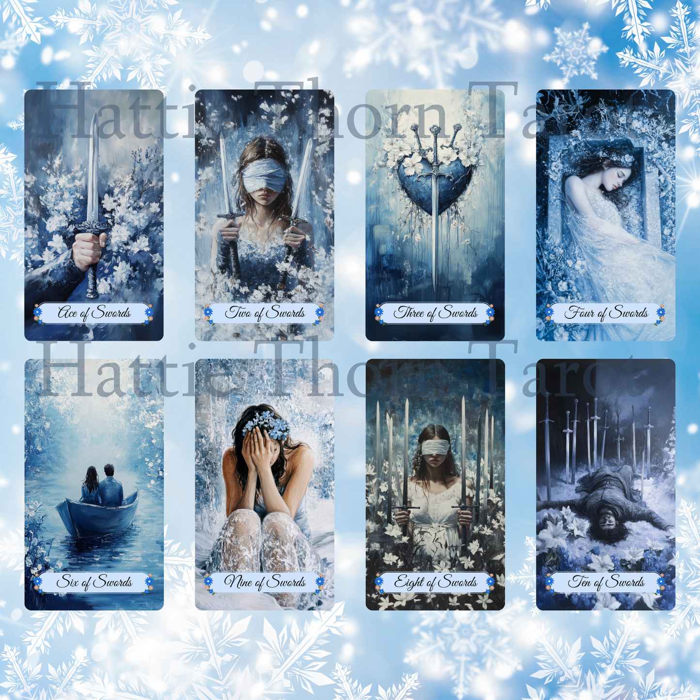Winter Pastures Tarot by Hattie Thorn. Original Design 78 Card Deck Based on Rider Waite including Winter Pastures Tuck Box