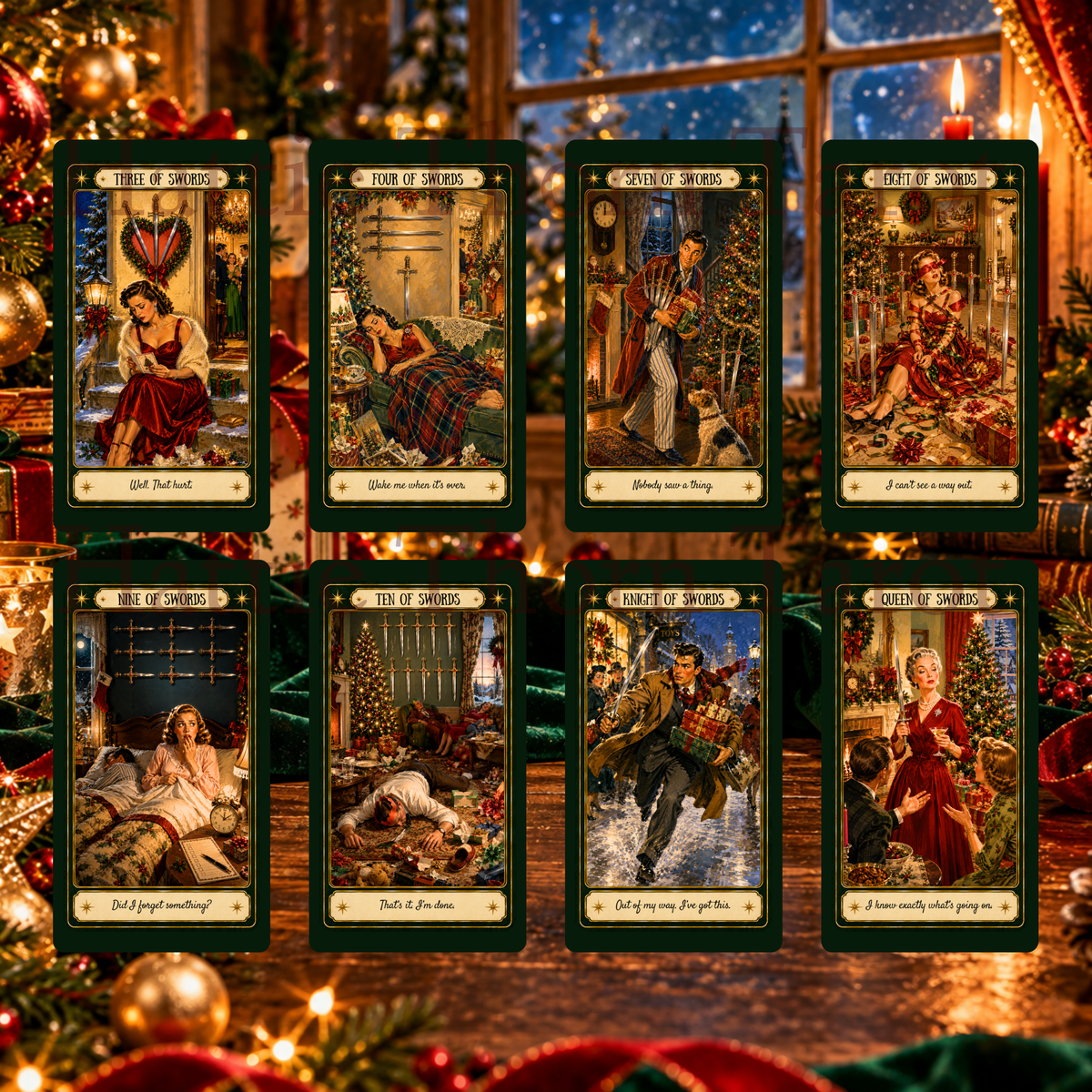 Merry & Bright... Mostly! Tarot 🎄 A 78-card vintage Christmas deck of festive wit, insight, and wonderfully honest guidance