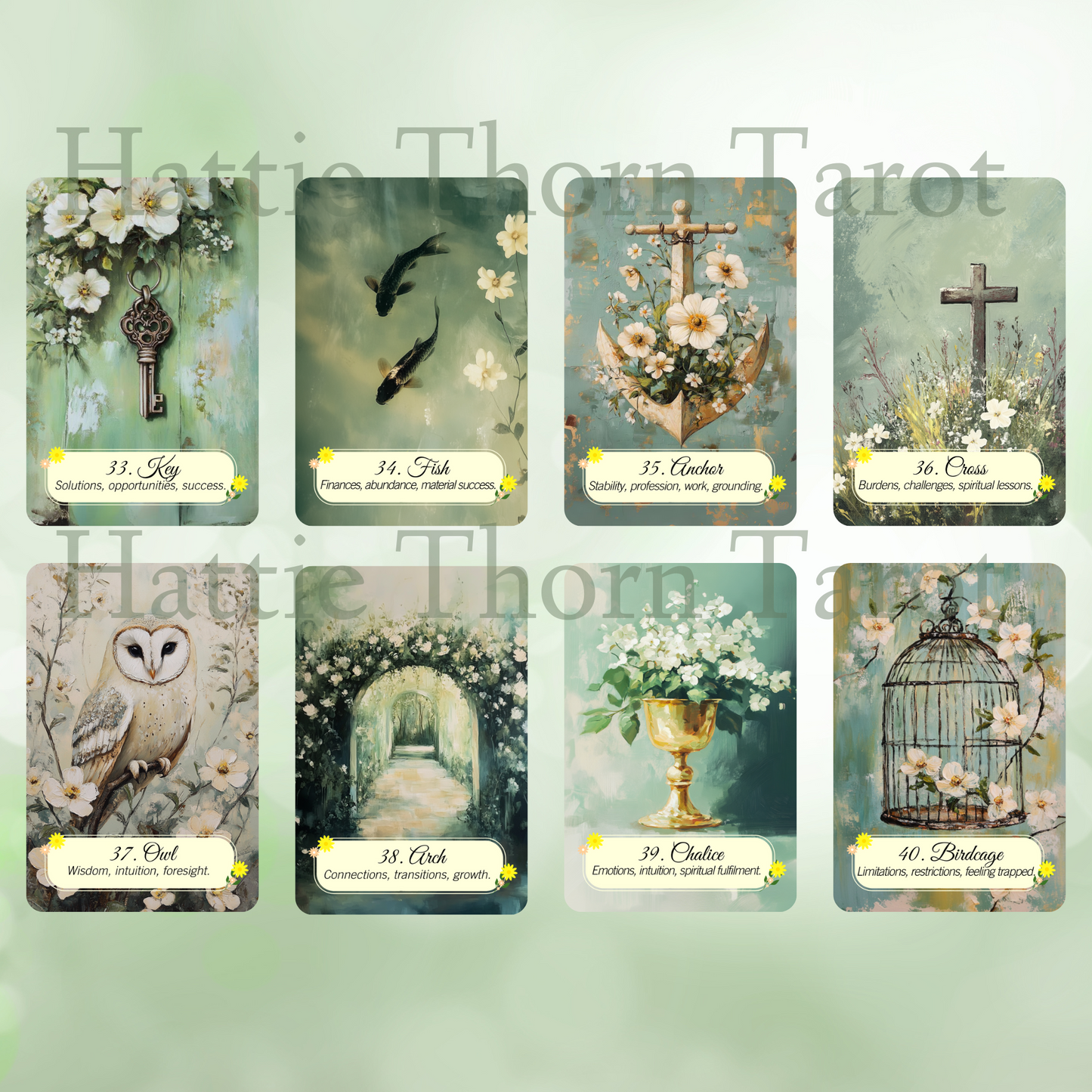 Spring Glade Lenormand by Hattie Thorn. Original Design 45 Expanded Deck including Spring Glade Tuck Box