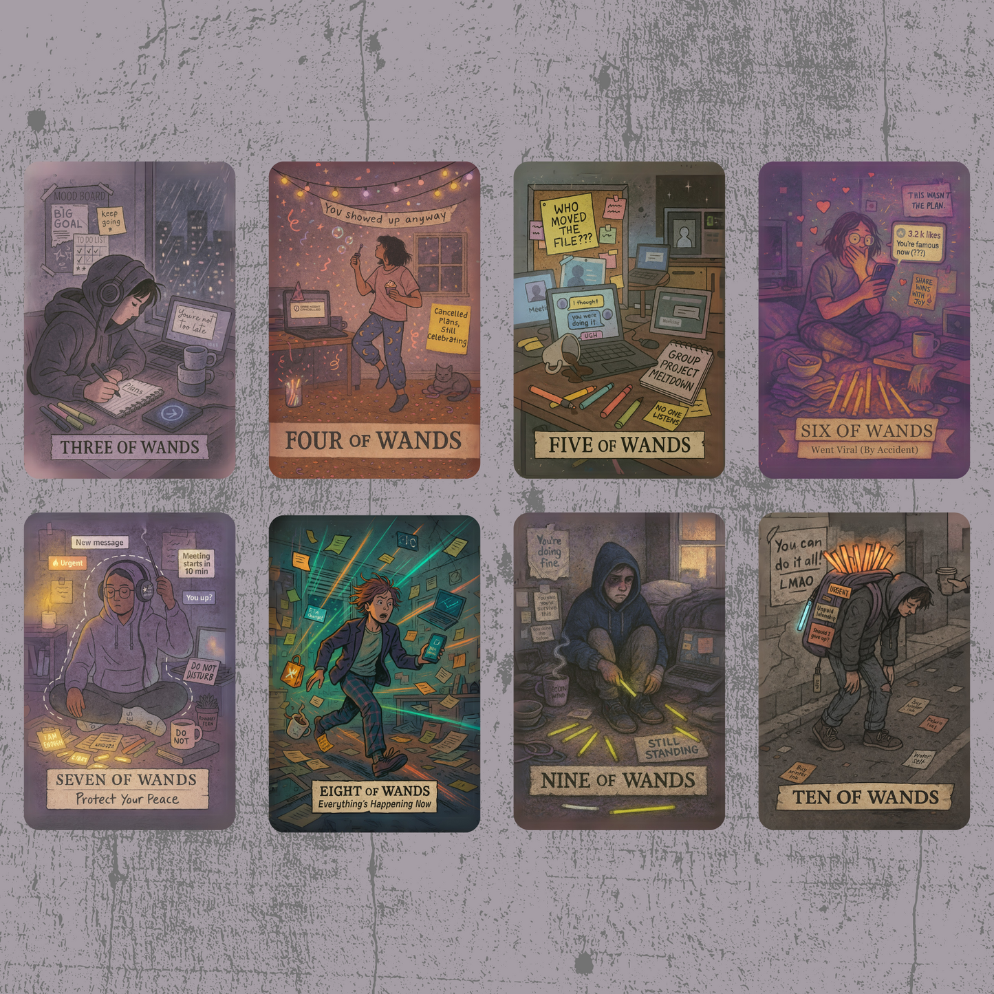 The Everyday Apocalypse Tarot 🔥 no fluff, no filters, just clarity served with a side of emotional whiplash, cracked screens, and burnt toast.