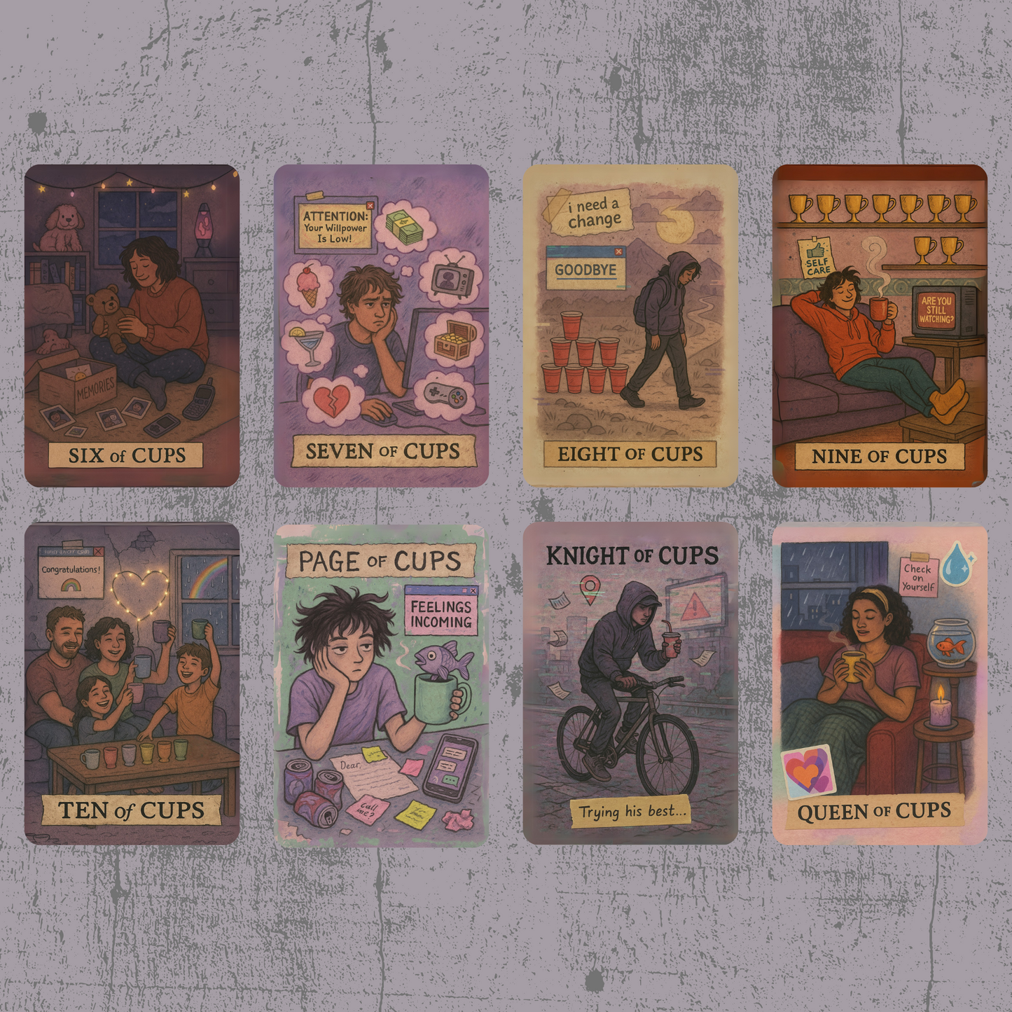 The Everyday Apocalypse Tarot 🔥 no fluff, no filters, just clarity served with a side of emotional whiplash, cracked screens, and burnt toast.