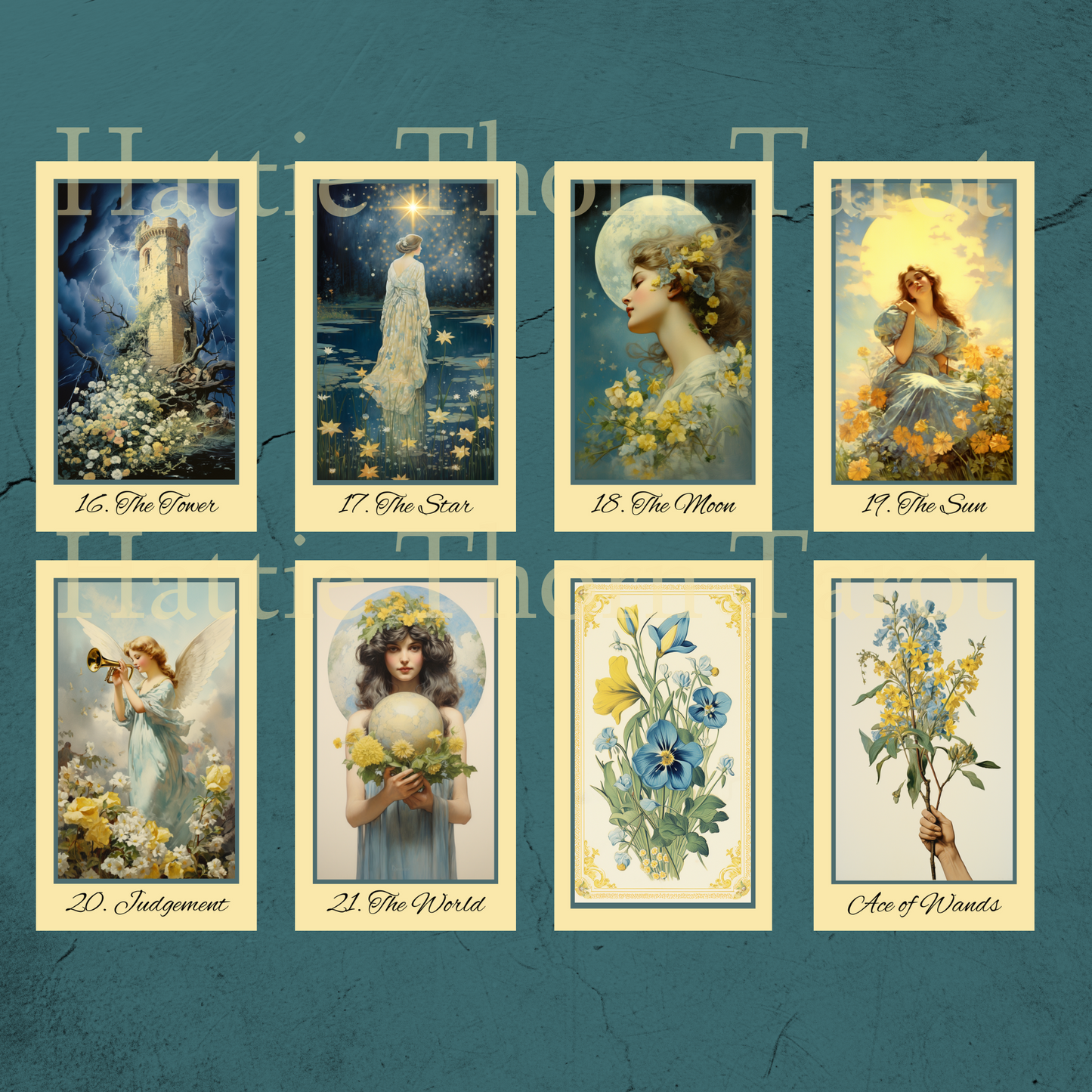 Bygone Spring Tarot by Hattie Thorn. Original Design 78 Card Deck Based on Rider Waite including Bygone Spring Tuck Box