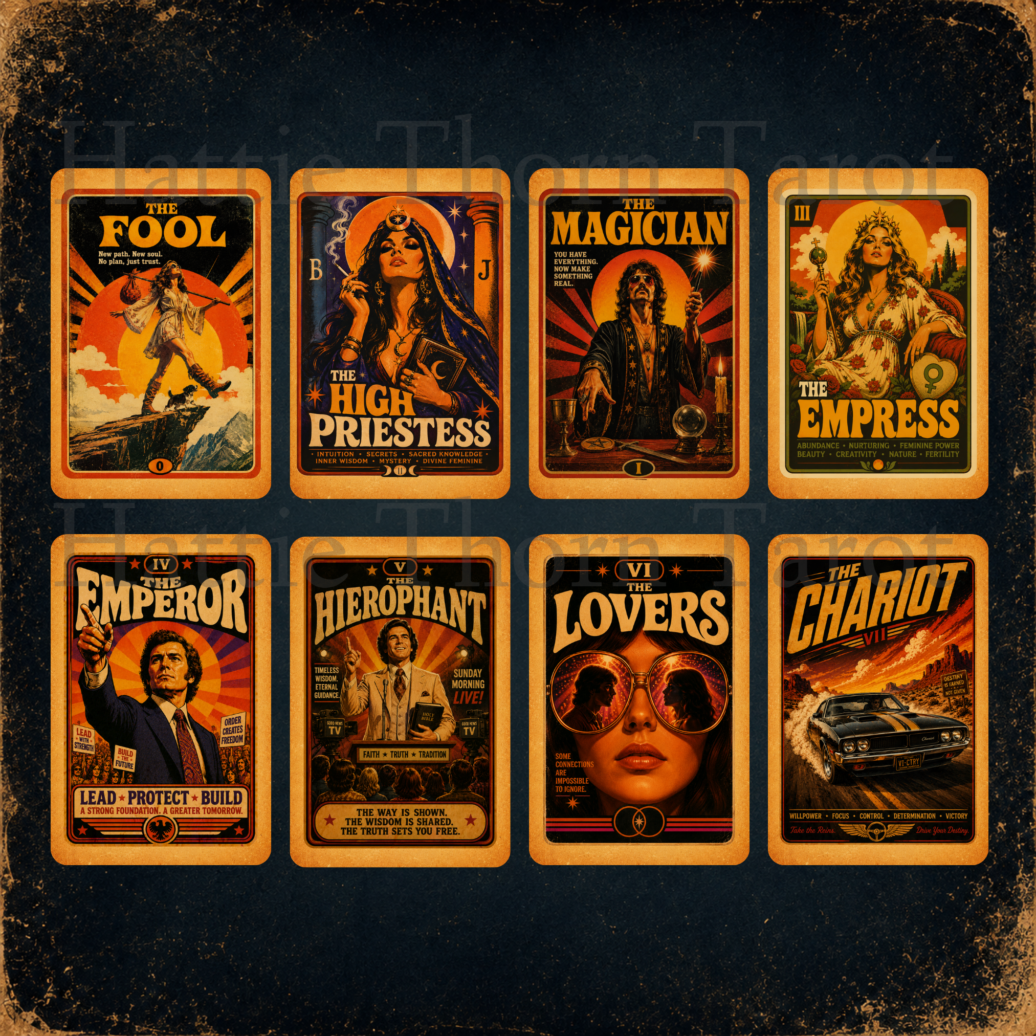 Midnight Press Tarot 🎙️ A vintage press-inspired tarot deck where newspapers, movie posters, magazines, and forgotten stories become the language of divination.