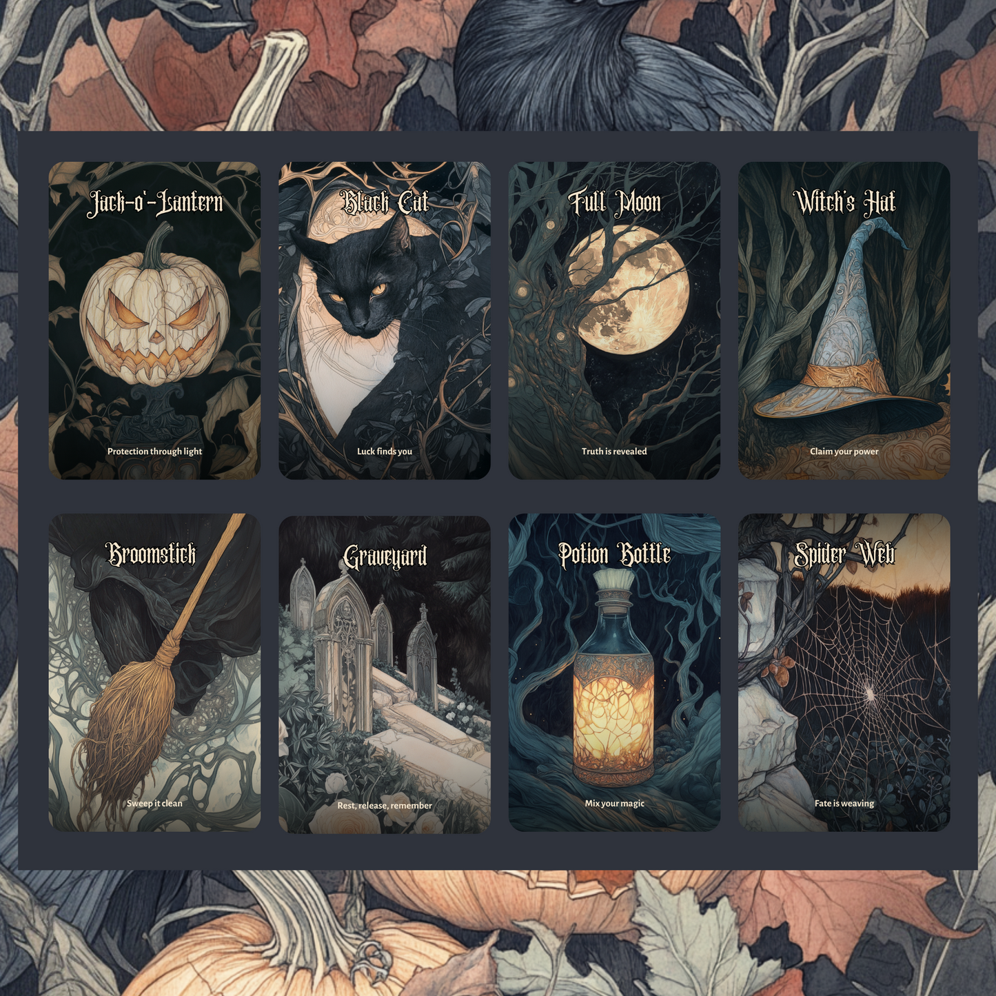Hallowmere Oracle 🌫️ A 50-card oracle deck of spectral whispers and Victorian secrets.