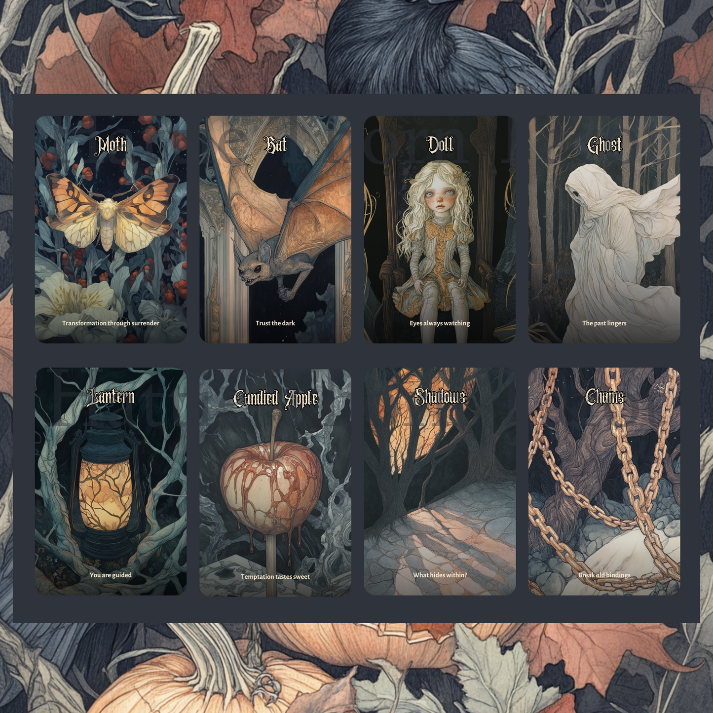 Hallowmere Oracle 🌫️ A 50-card oracle deck of spectral whispers and Victorian secrets.