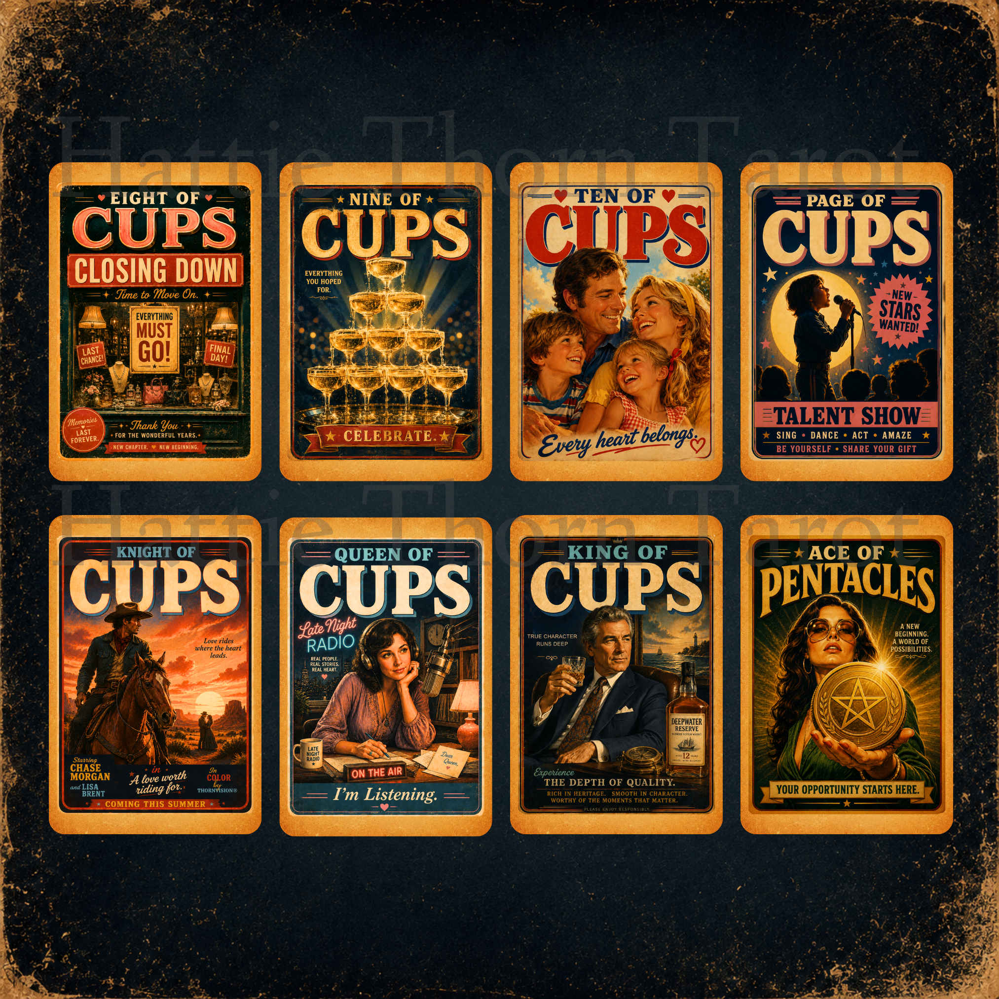 Midnight Press Tarot 🎙️ A vintage press-inspired tarot deck where newspapers, movie posters, magazines, and forgotten stories become the language of divination.