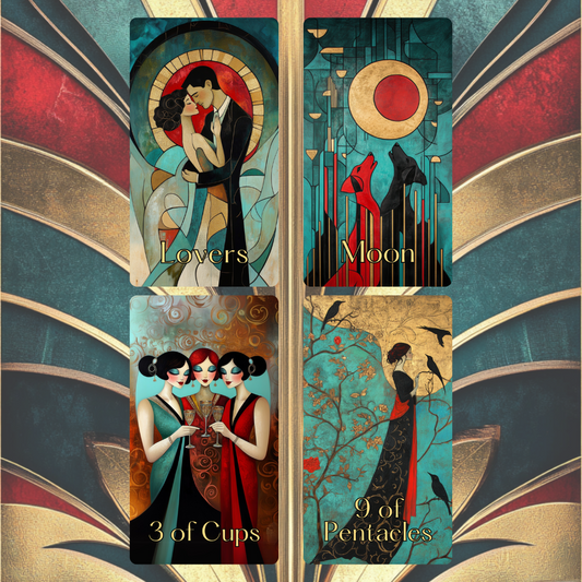 Divine Deco Tarot ✨ A 78-card Art Deco deck where velvet shadows meet golden truth
