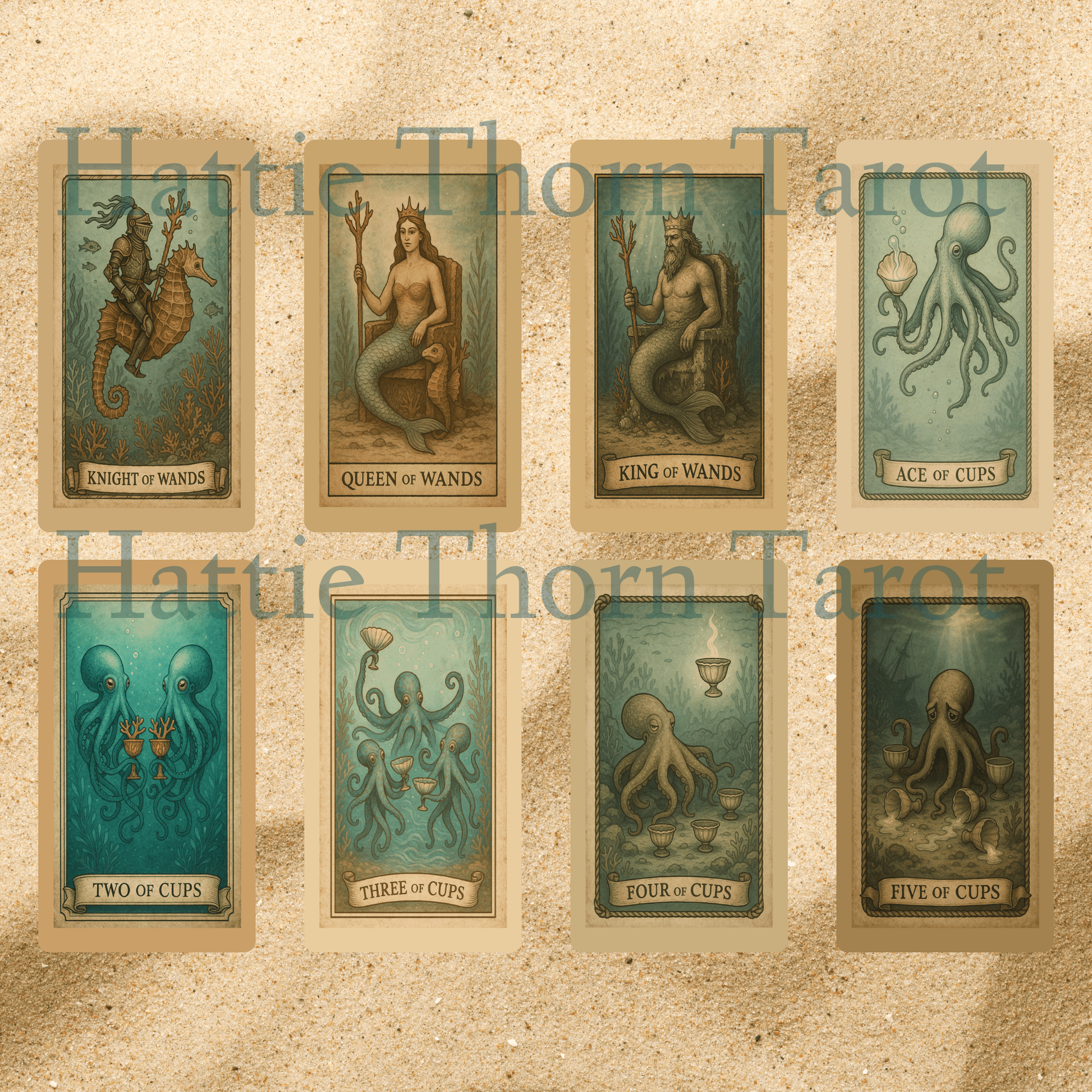Ancient Tides Tarot ⚓ A 78 - card relic of sea - slick stories, coral crowns, and rope - bound intuition - Hattie Thorn Tarot