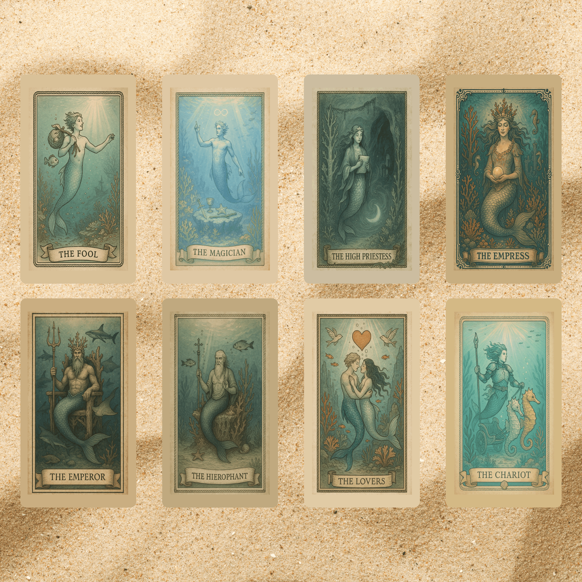 Ancient Tides Tarot ⚓ A 78 - card relic of sea - slick stories, coral crowns, and rope - bound intuition - Hattie Thorn Tarot