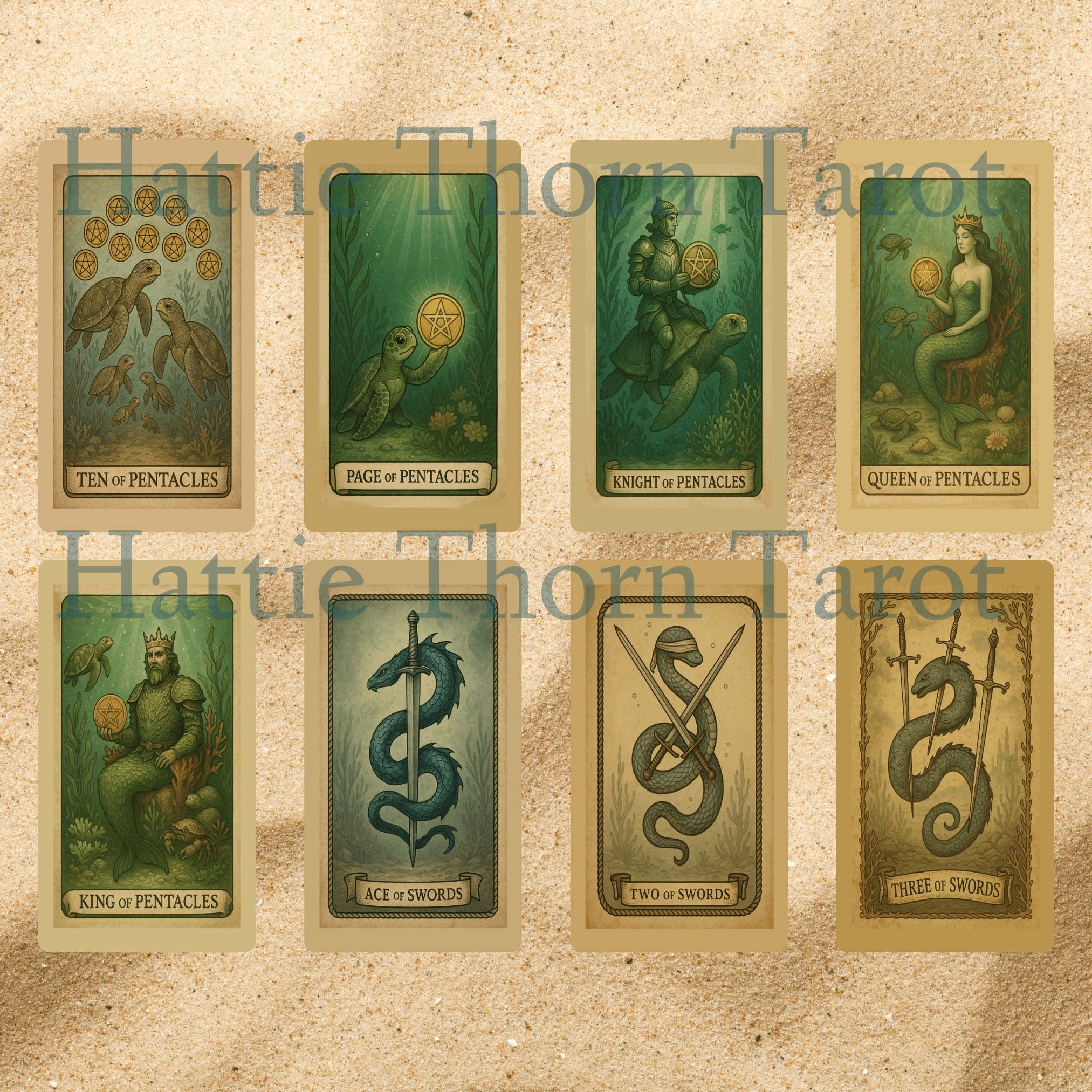 Ancient Tides Tarot ⚓ A 78 - card relic of sea - slick stories, coral crowns, and rope - bound intuition - Hattie Thorn Tarot