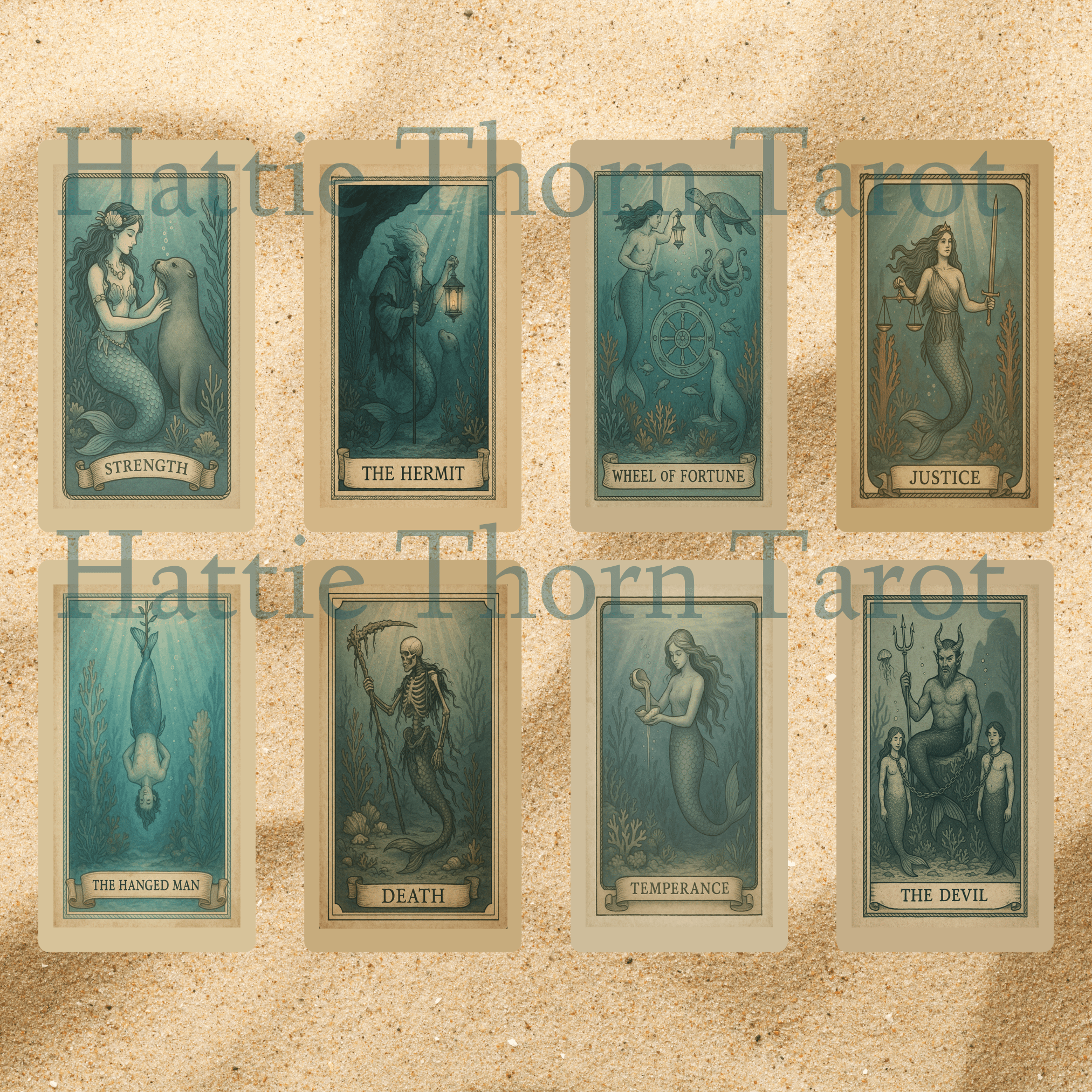 Ancient Tides Tarot ⚓ A 78 - card relic of sea - slick stories, coral crowns, and rope - bound intuition - Hattie Thorn Tarot