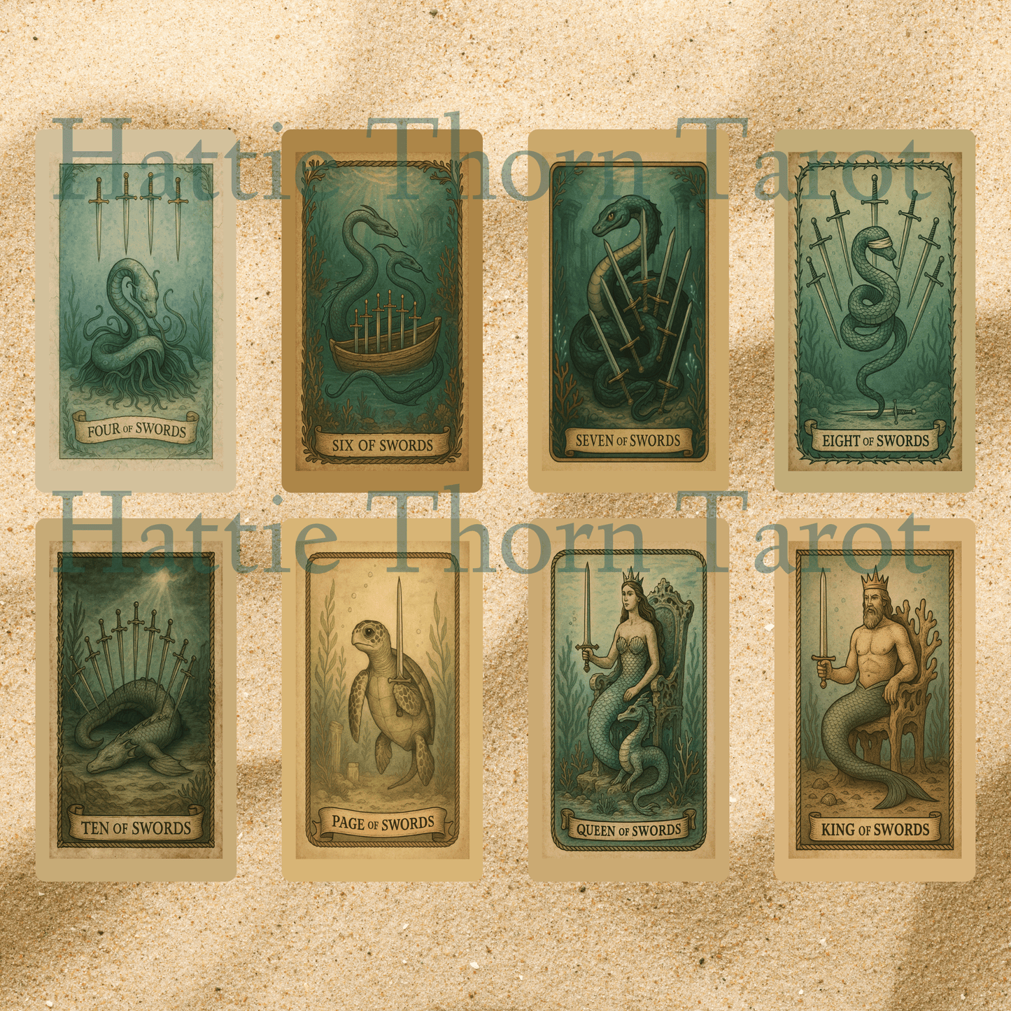 Ancient Tides Tarot ⚓ A 78 - card relic of sea - slick stories, coral crowns, and rope - bound intuition - Hattie Thorn Tarot