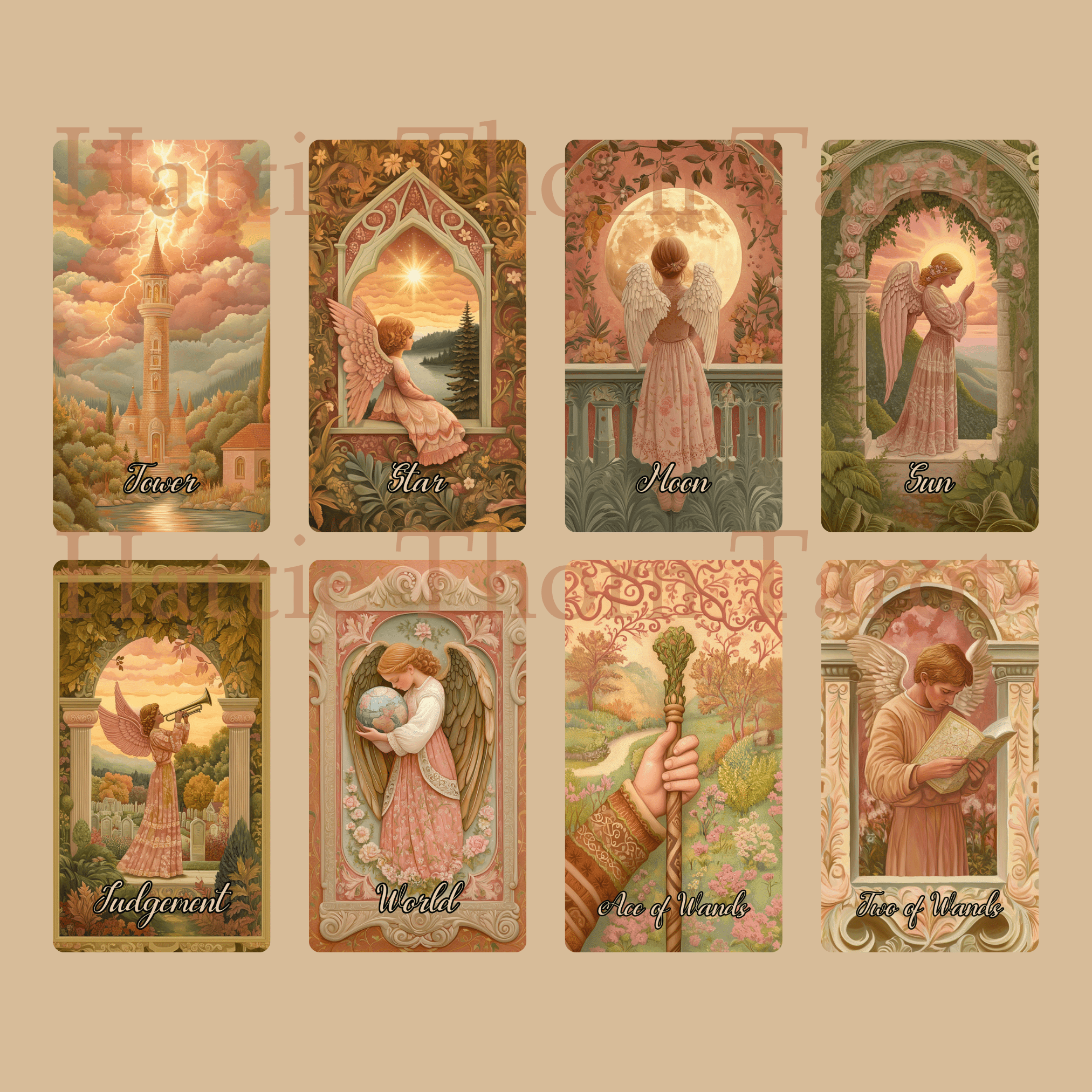 Angelic Bloom Tarot & Oracle Bundle 👼 A Heavenly 2 - Deck Set for Intuitive Readings - Hattie Thorn Tarot