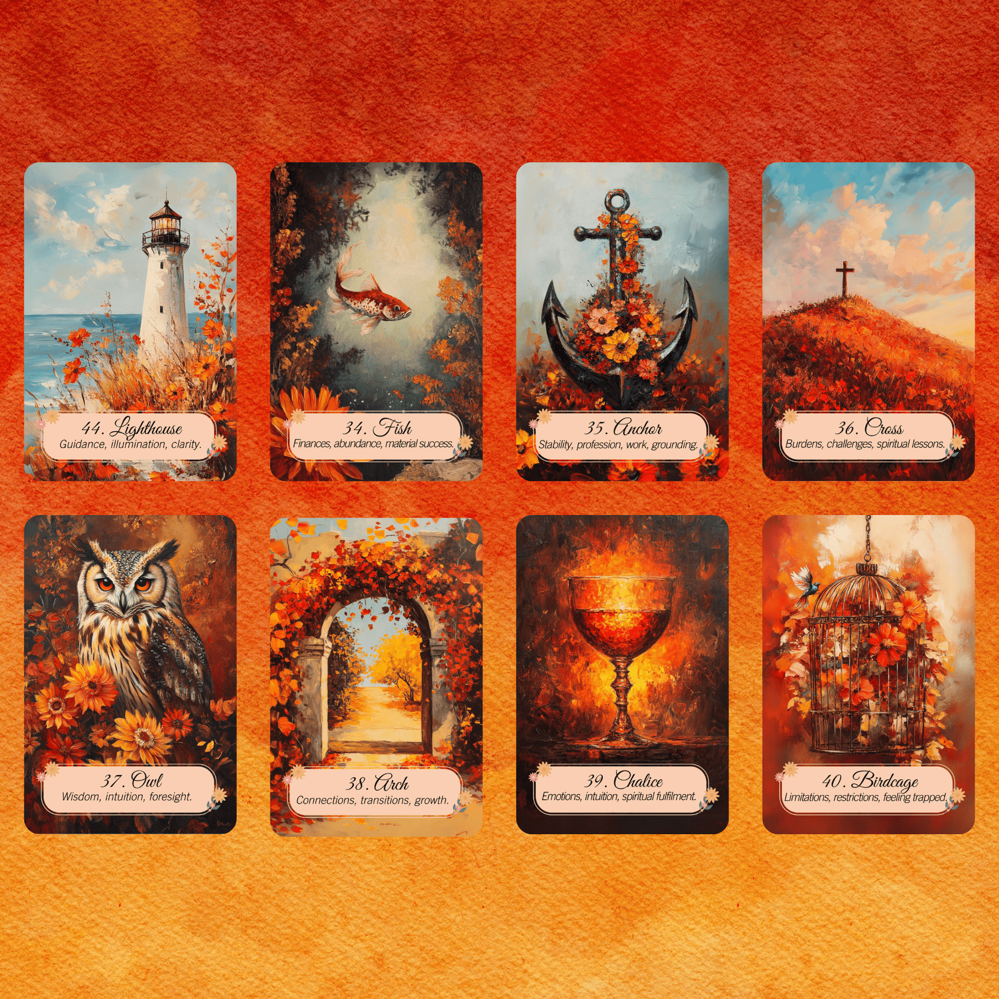 Autumn Fields Lenormand 🍂 A 45 - card extended Lenormand deck with warm autumn artwork and built - in meanings - Hattie Thorn Tarot