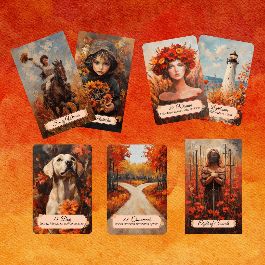 Autumn Fields Tarot & Lenormand Bundle 🍂 A 2 - deck set steeped in golden light, quiet wisdom, and the beauty of release - Hattie Thorn Tarot