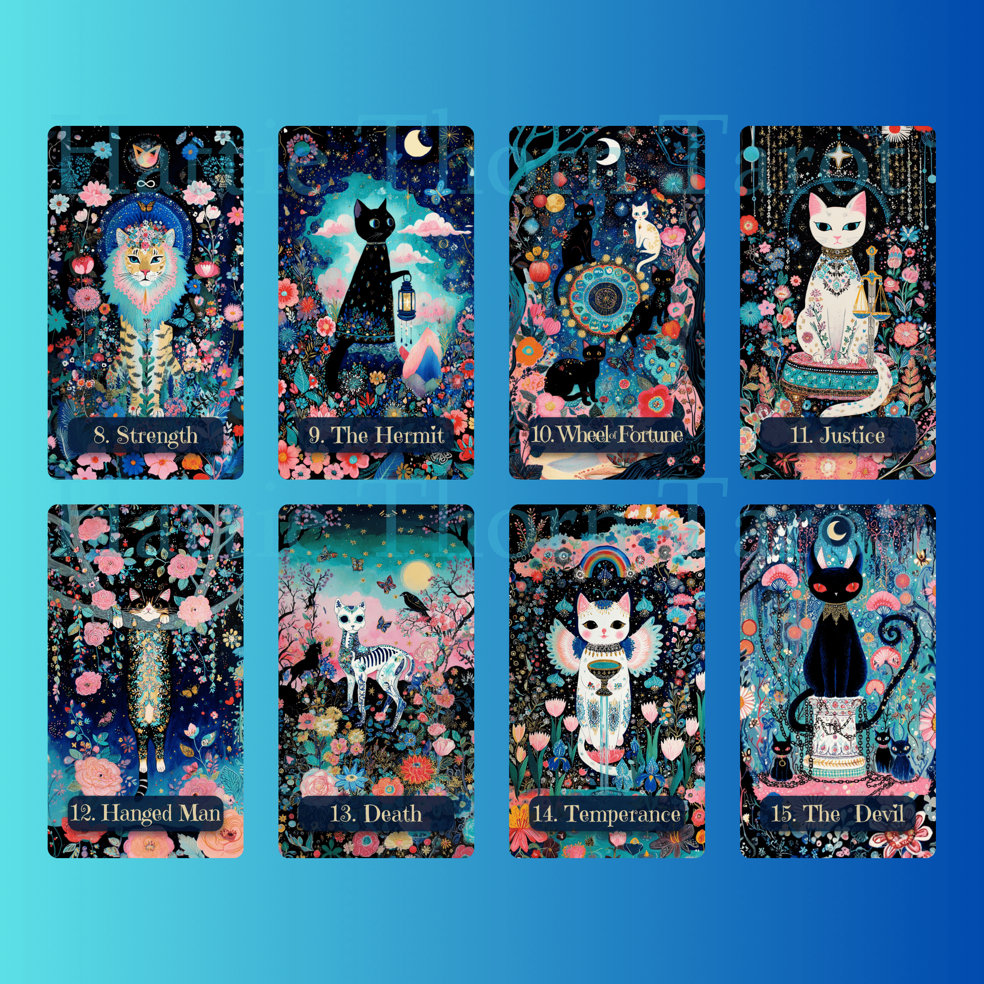 Celestial Cats Tarot 🐾 A 78 - card deck of pastel starlight and feline grace — where moonlit paws wander through the constellations in search of quiet magic. - Hattie Thorn Tarot