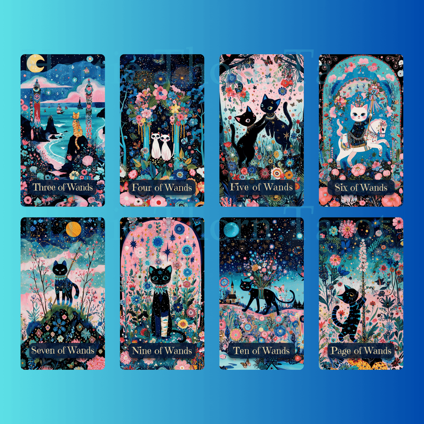 Celestial Cats Tarot 🐾 A 78 - card deck of pastel starlight and feline grace — where moonlit paws wander through the constellations in search of quiet magic. - Hattie Thorn Tarot