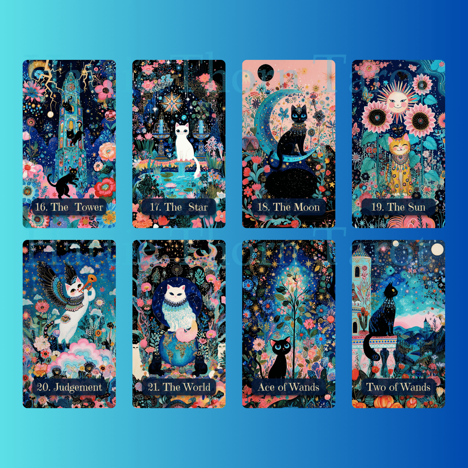 Celestial Cats Tarot 🐾 A 78 - card deck of pastel starlight and feline grace — where moonlit paws wander through the constellations in search of quiet magic. - Hattie Thorn Tarot