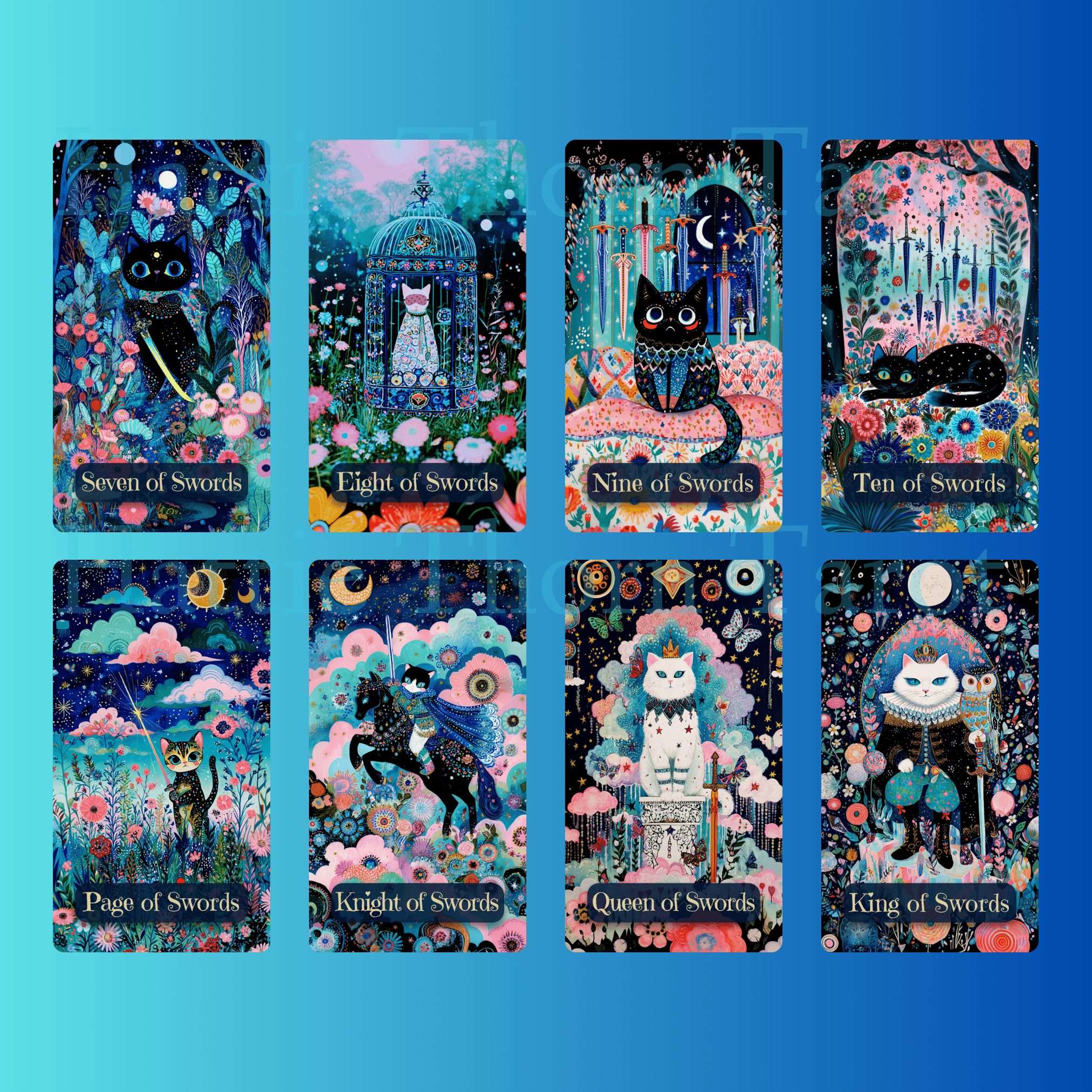 Celestial Cats Tarot 🐾 A 78 - card deck of pastel starlight and feline grace — where moonlit paws wander through the constellations in search of quiet magic. - Hattie Thorn Tarot