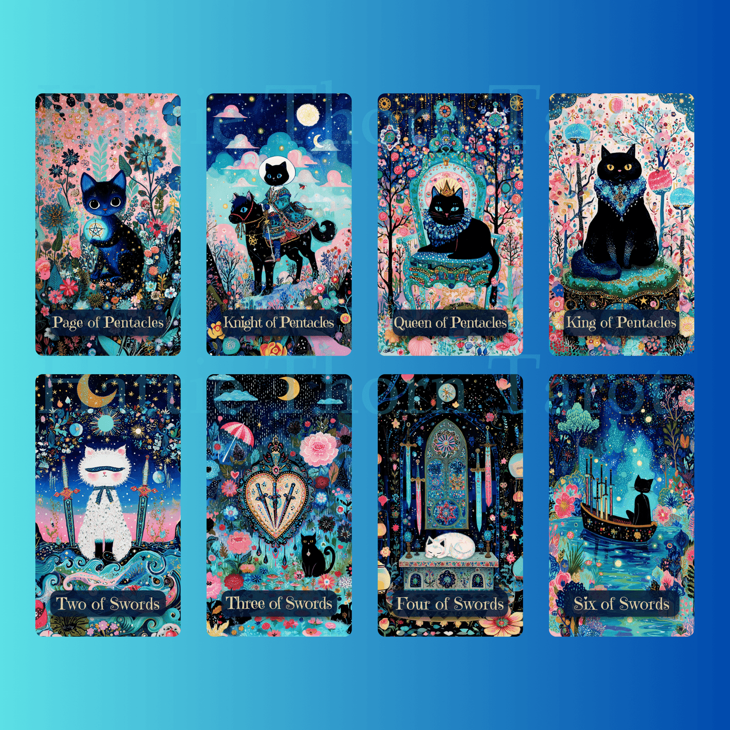 Celestial Cats Tarot 🐾 A 78 - card deck of pastel starlight and feline grace — where moonlit paws wander through the constellations in search of quiet magic. - Hattie Thorn Tarot