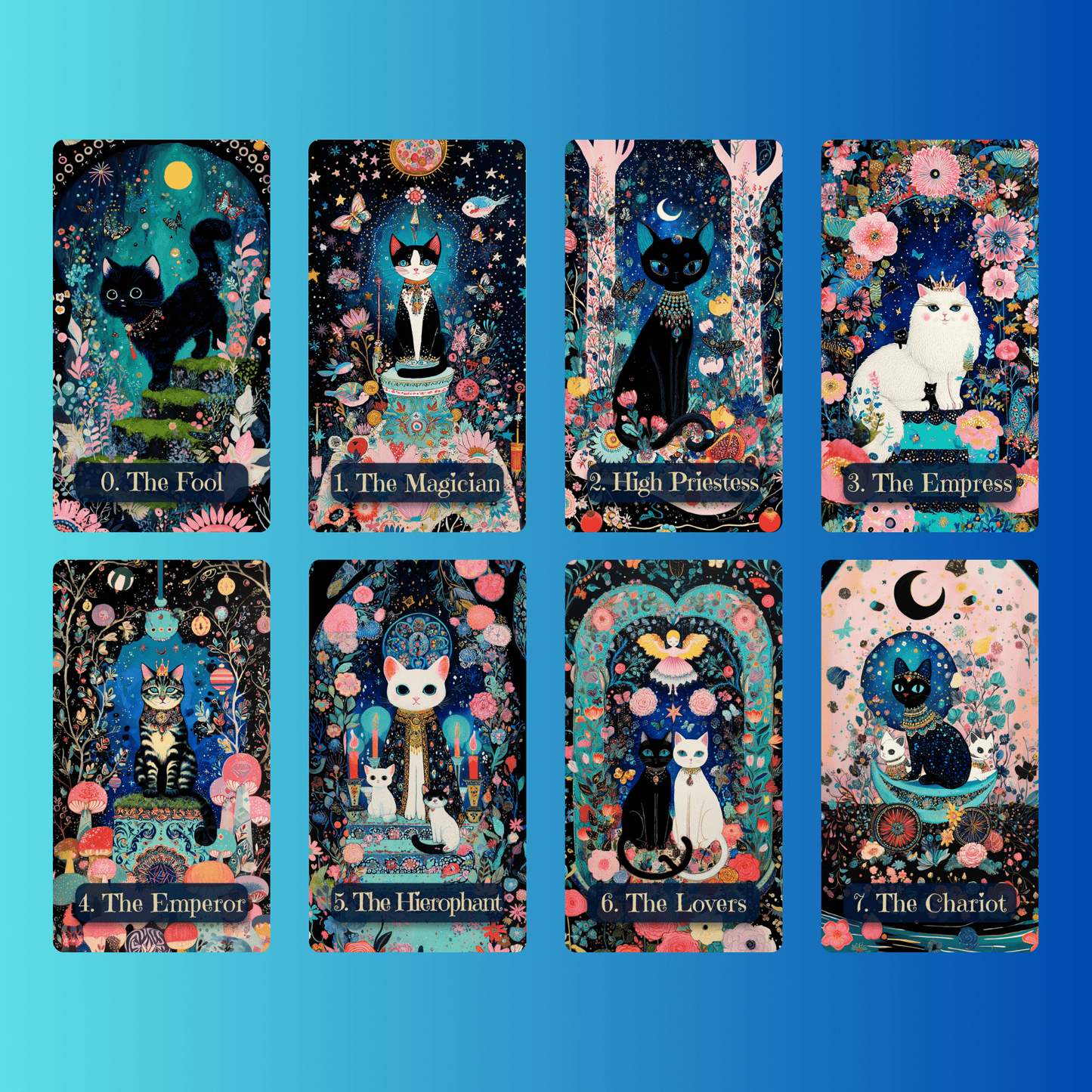 Celestial Cats Tarot 🐾 A 78 - card deck of pastel starlight and feline grace — where moonlit paws wander through the constellations in search of quiet magic. - Hattie Thorn Tarot