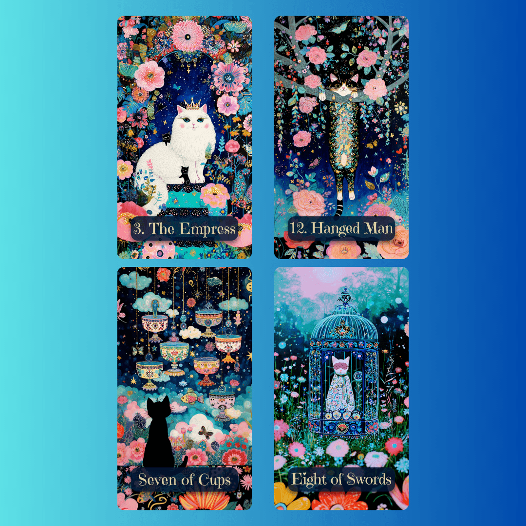 Celestial Cats Tarot 🐾 A 78 - card deck of pastel starlight and feline grace — where moonlit paws wander through the constellations in search of quiet magic. - Hattie Thorn Tarot